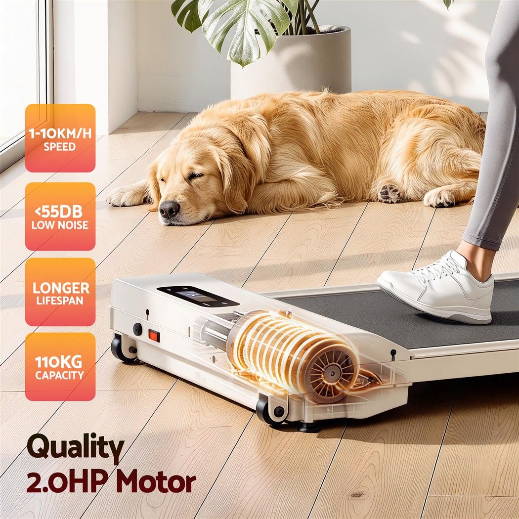Everfit 3 in 1 Walking Pad Treadmill 12% Incline Under Desk Home Gym Beige