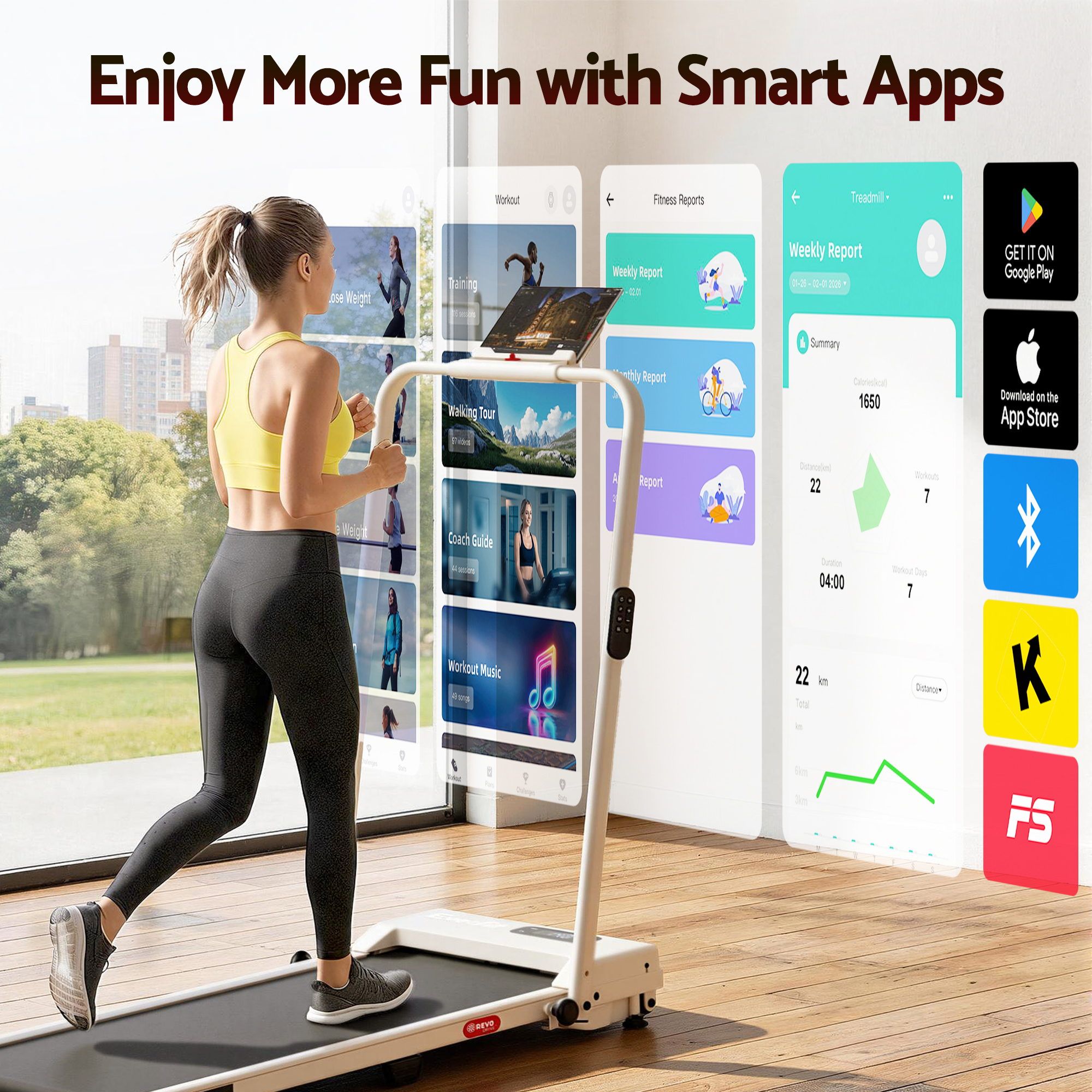 Everfit 3 in 1 Foldable Walking Pad Treadmill 12% Incline 38cm Belt App Control