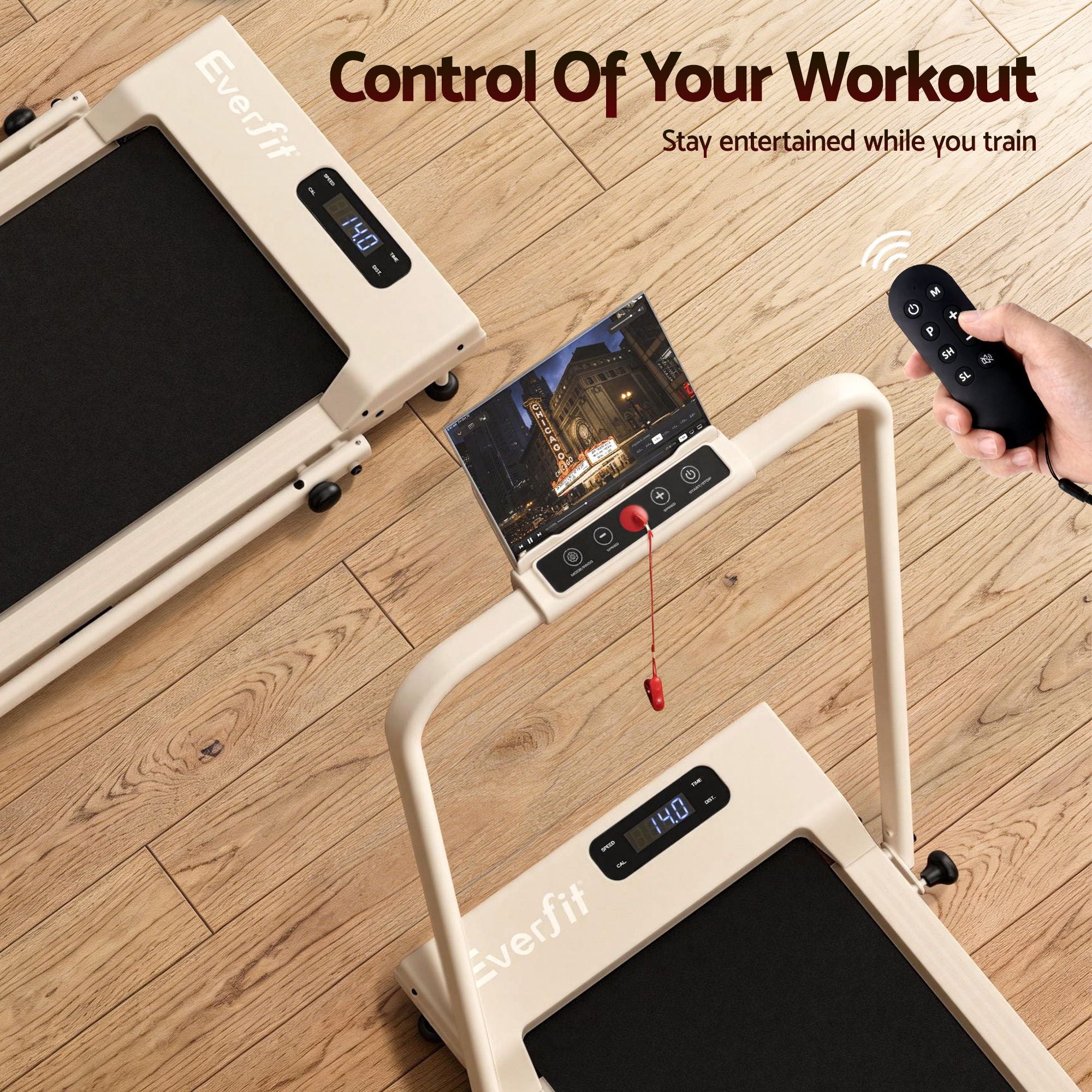 Everfit 3 in 1 Foldable Walking Pad Treadmill 12% Incline 38cm Belt App Control