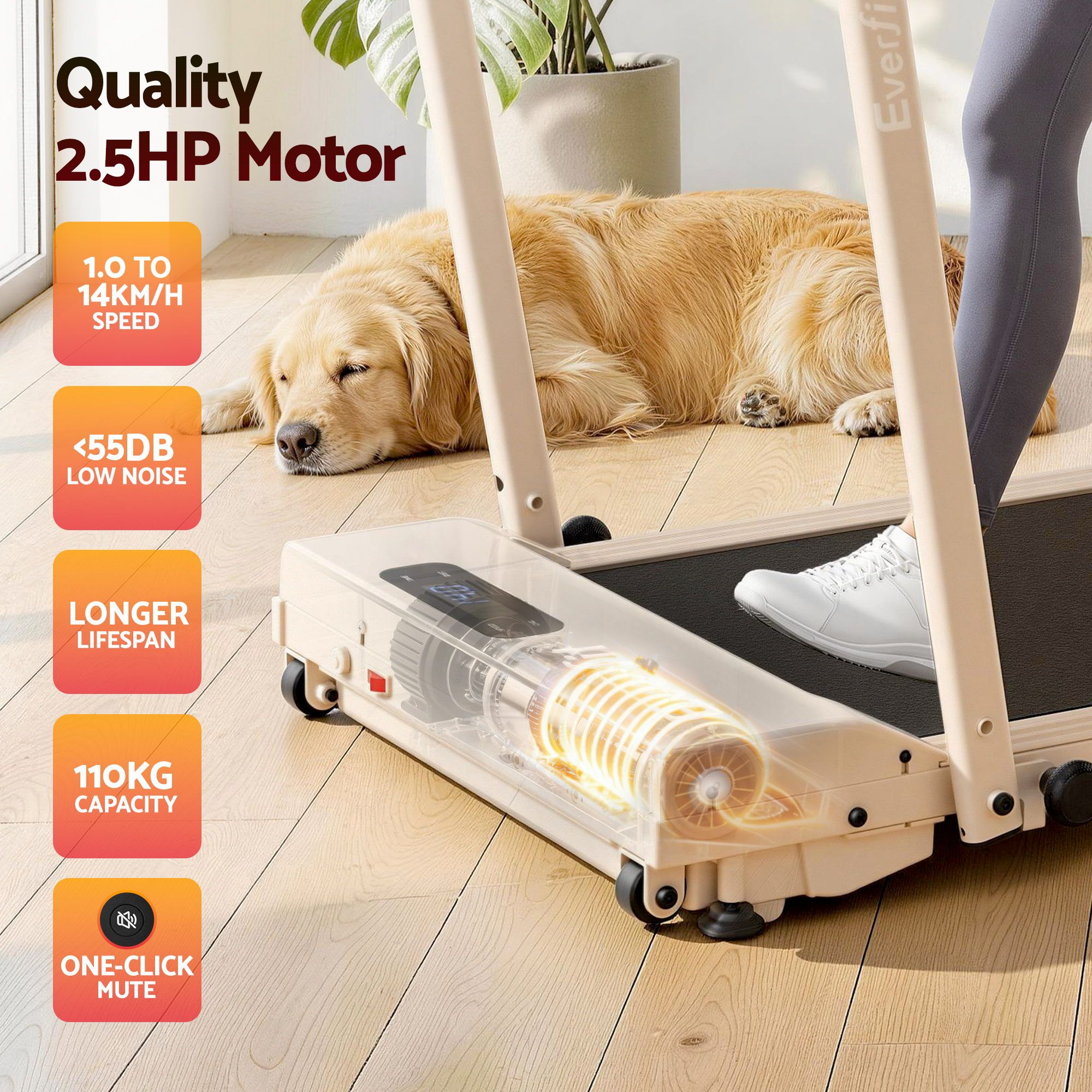 Everfit 3 in 1 Foldable Walking Pad Treadmill 12% Incline 38cm Belt App Control