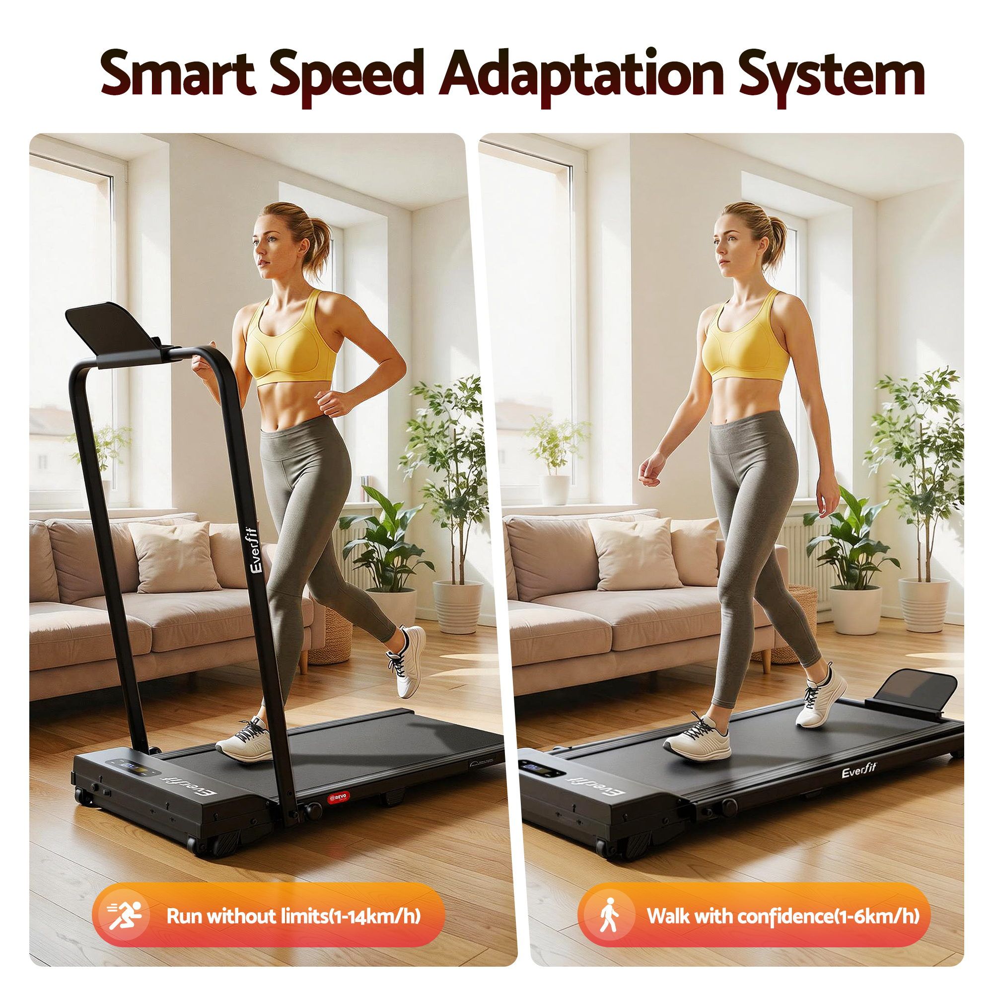 Everfit 3 in 1 Foldable Walking Pad Treadmill 12% Incline APP Control