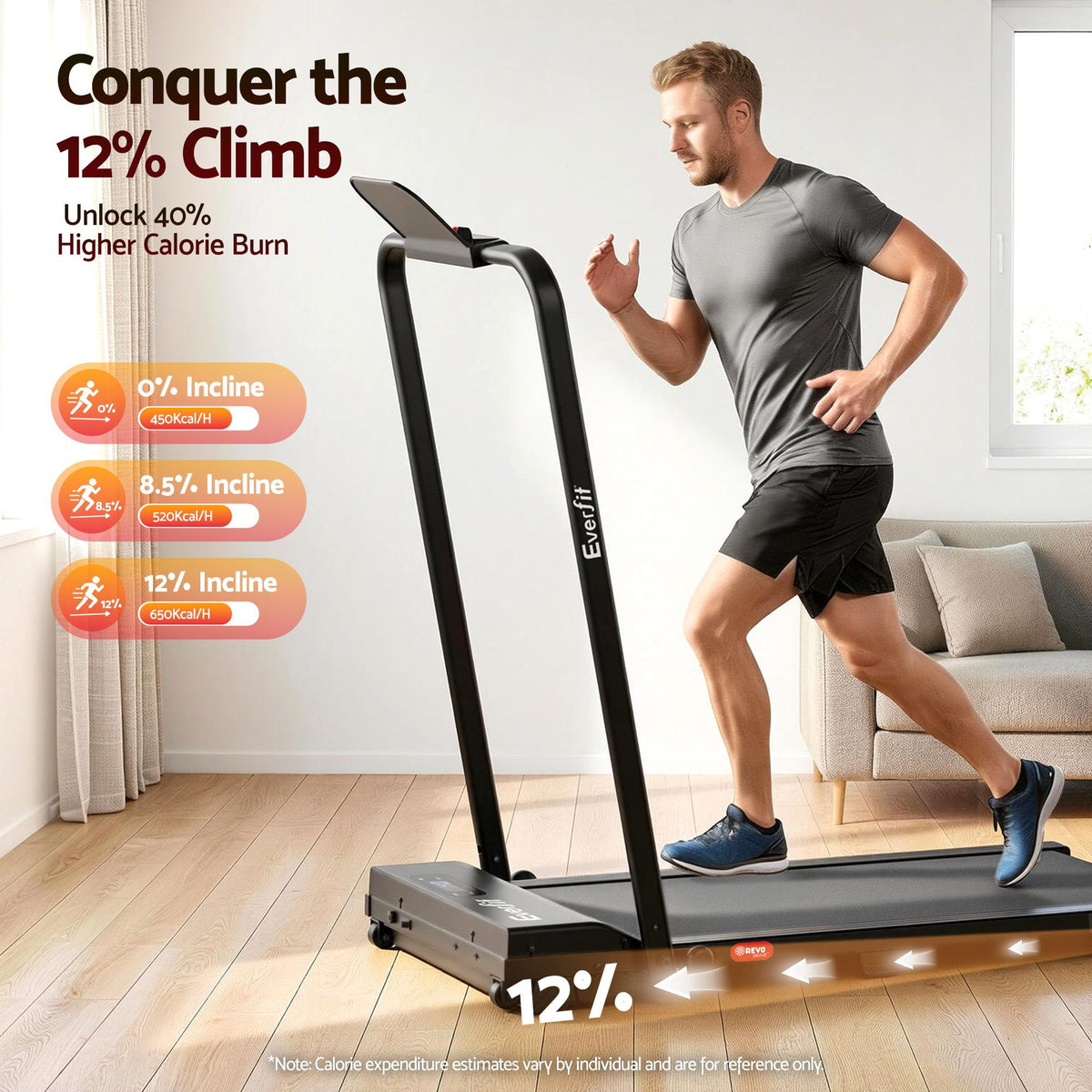 Everfit 3 in 1 Foldable Walking Pad Treadmill 12% Incline APP Control