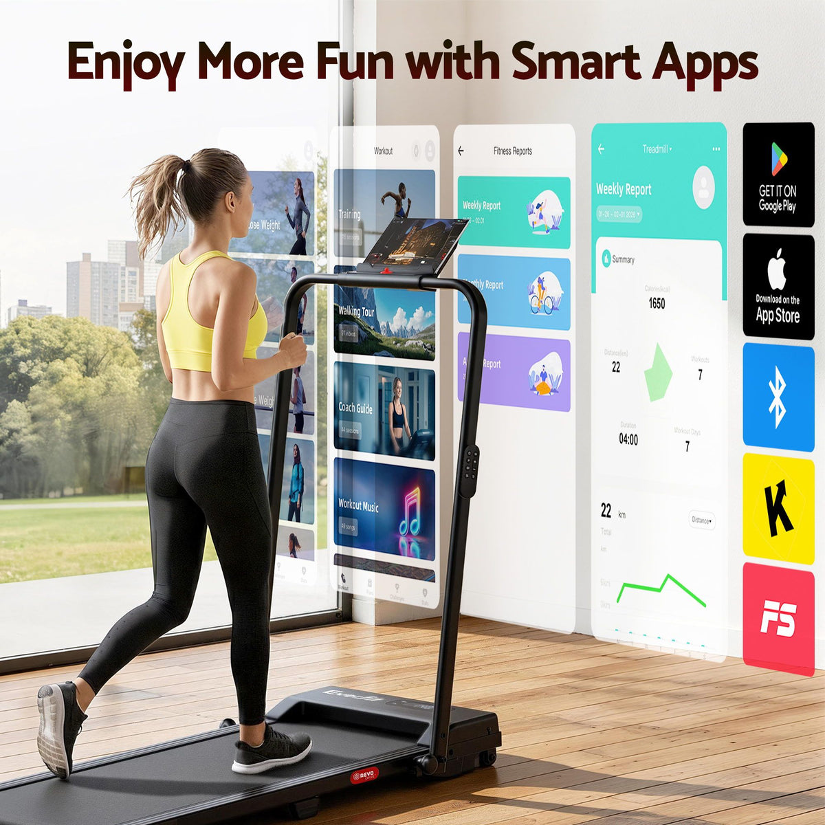 Everfit 3 in 1 Foldable Walking Pad Treadmill 12% Incline APP Control