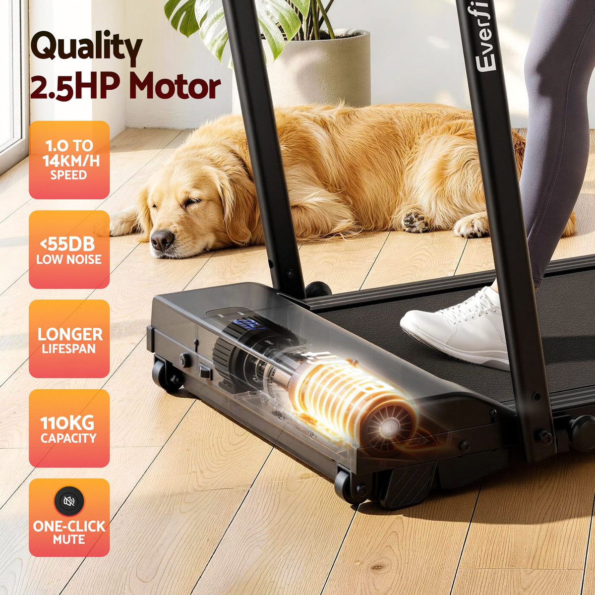 Everfit 3 in 1 Foldable Walking Pad Treadmill 12% Incline APP Control