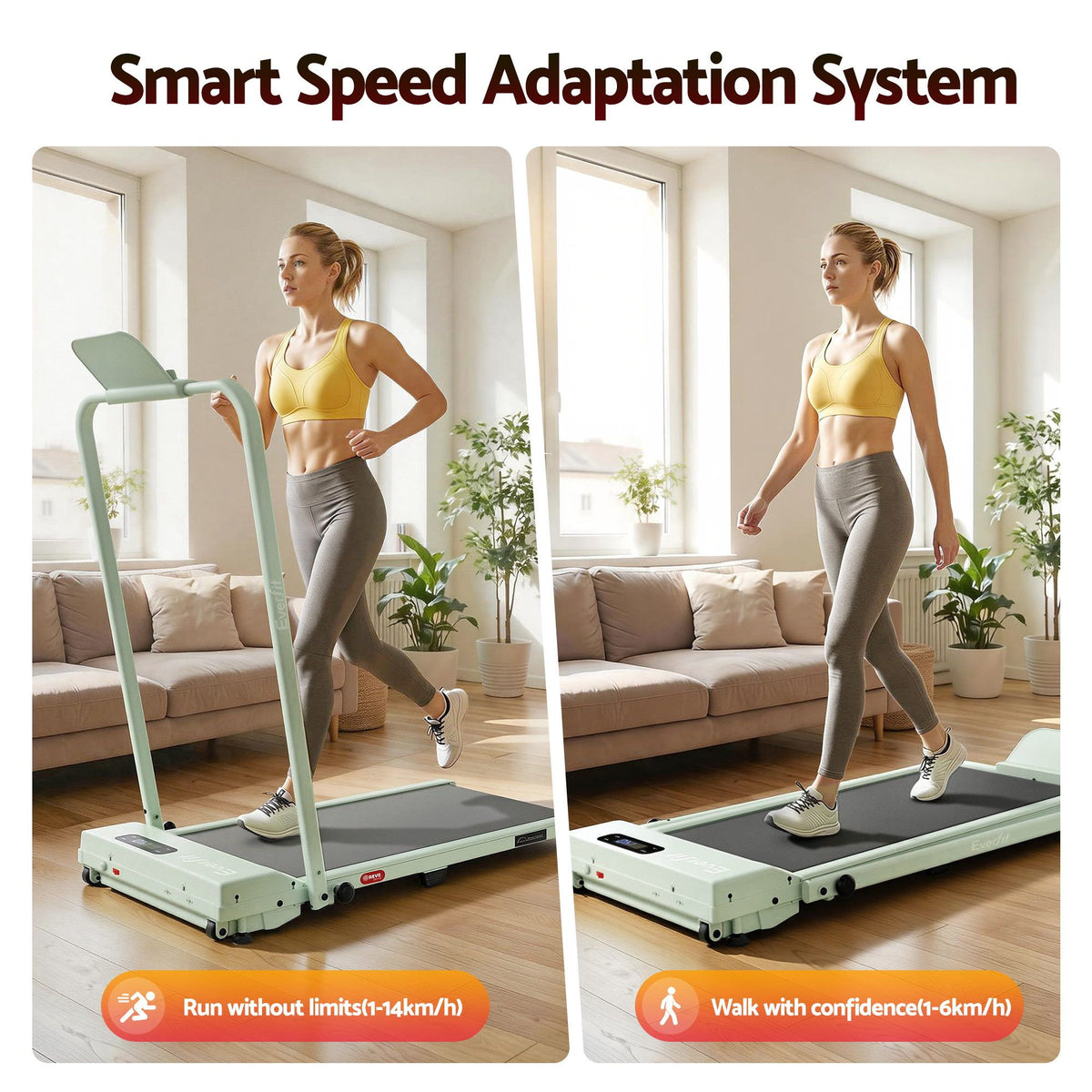 Everfit 3 in 1 Foldable Walking Pad Treadmill 12% Incline APP Control