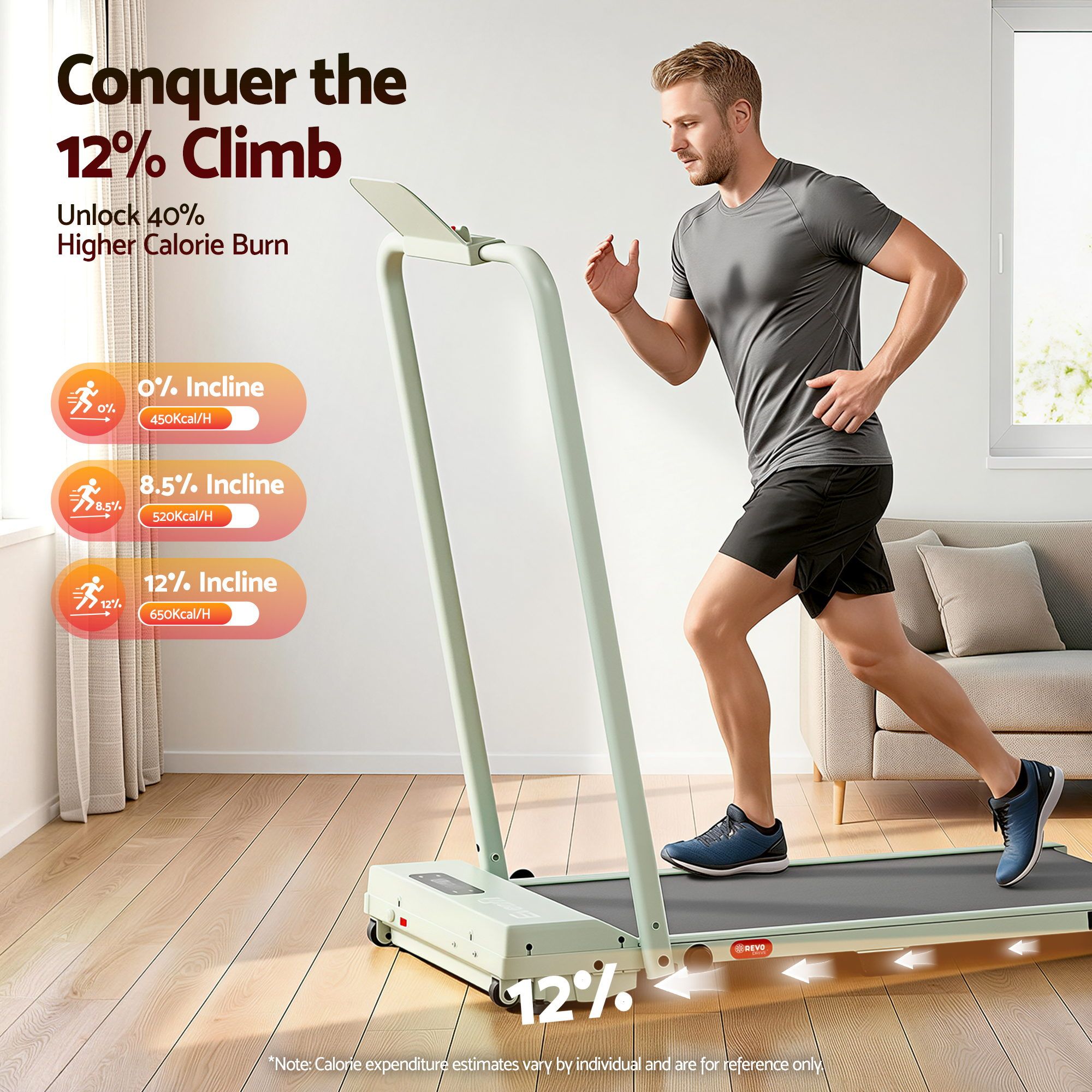 Everfit 3 in 1 Foldable Walking Pad Treadmill 12% Incline APP Control