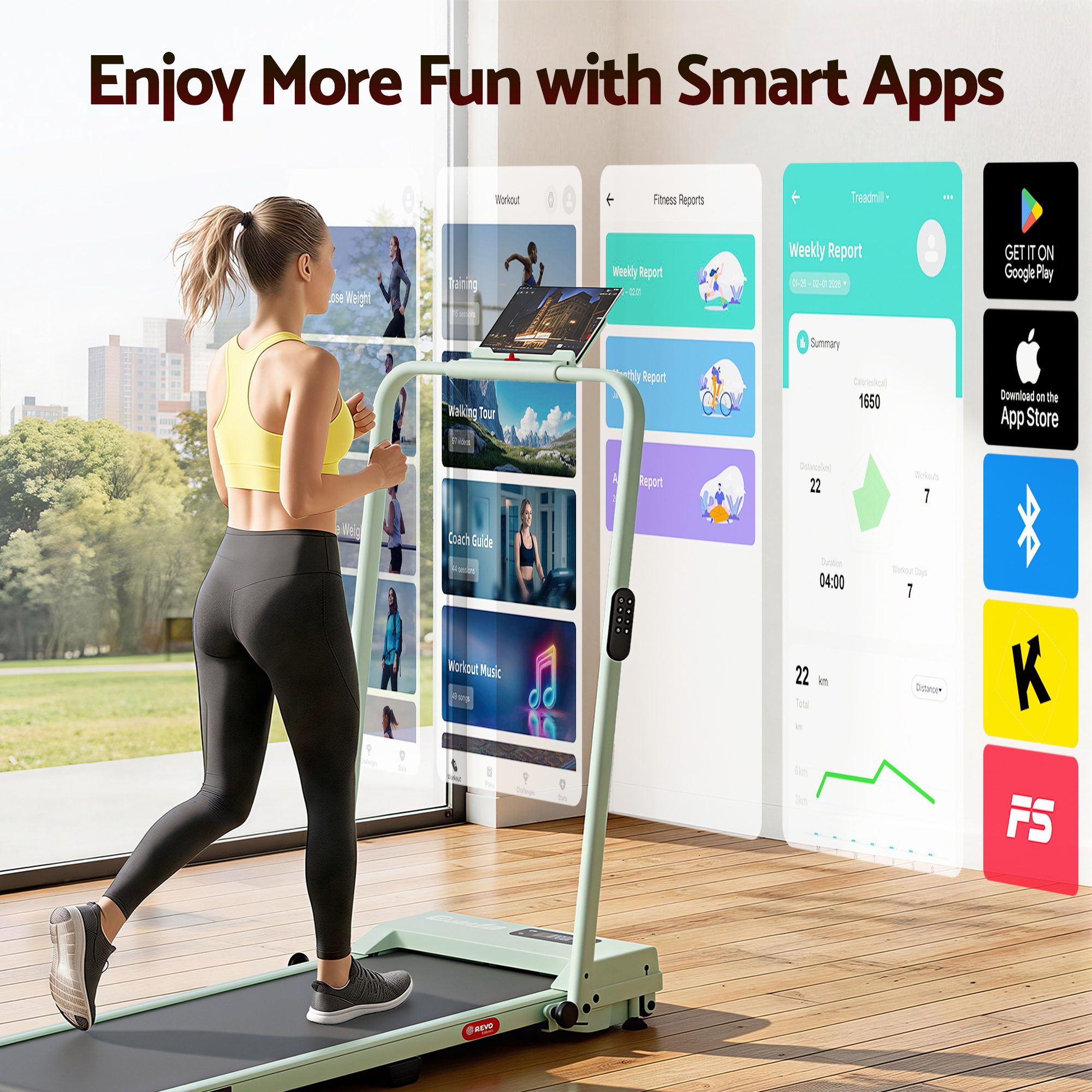 Everfit 3 in 1 Foldable Walking Pad Treadmill 12% Incline APP Control