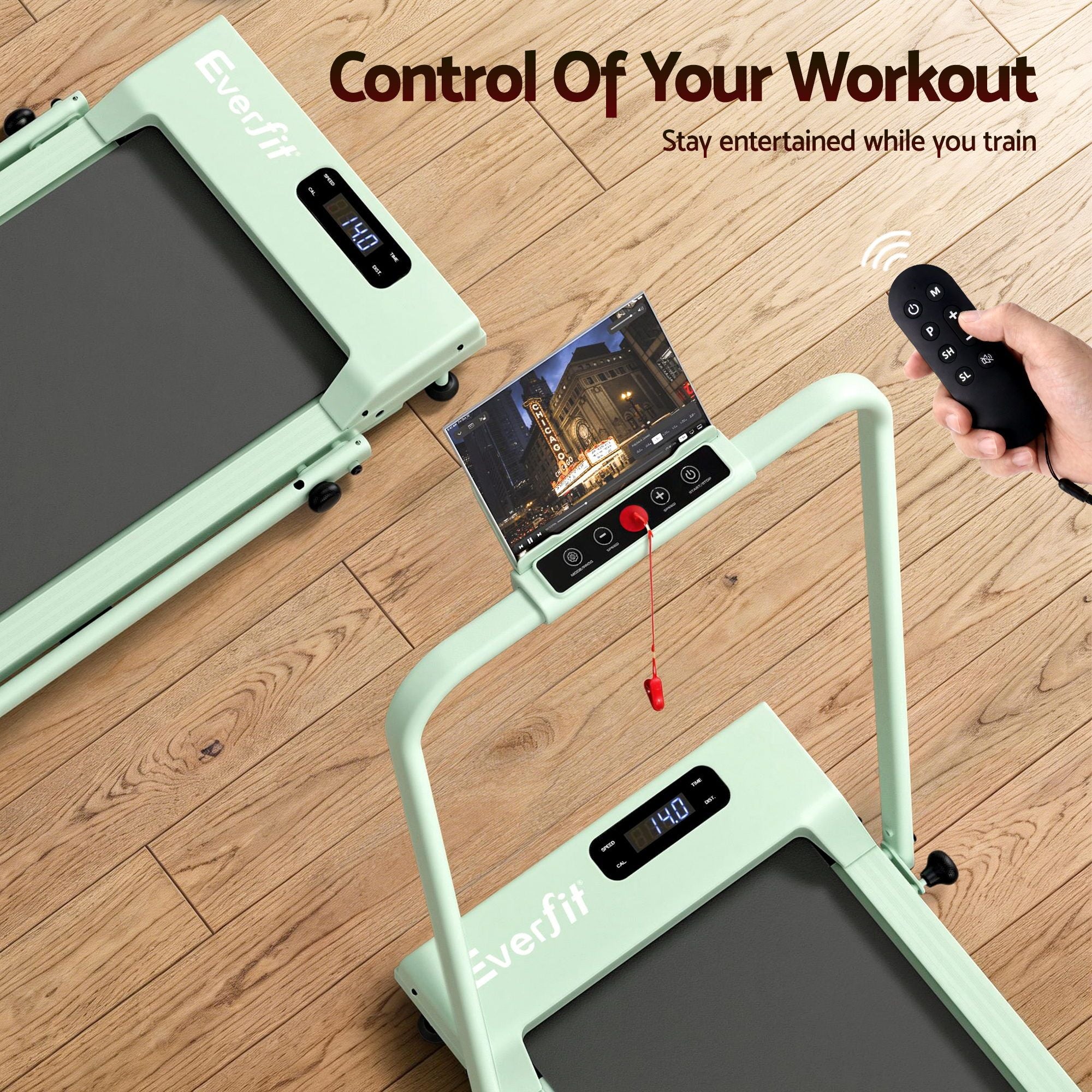 Everfit 3 in 1 Foldable Walking Pad Treadmill 12% Incline APP Control