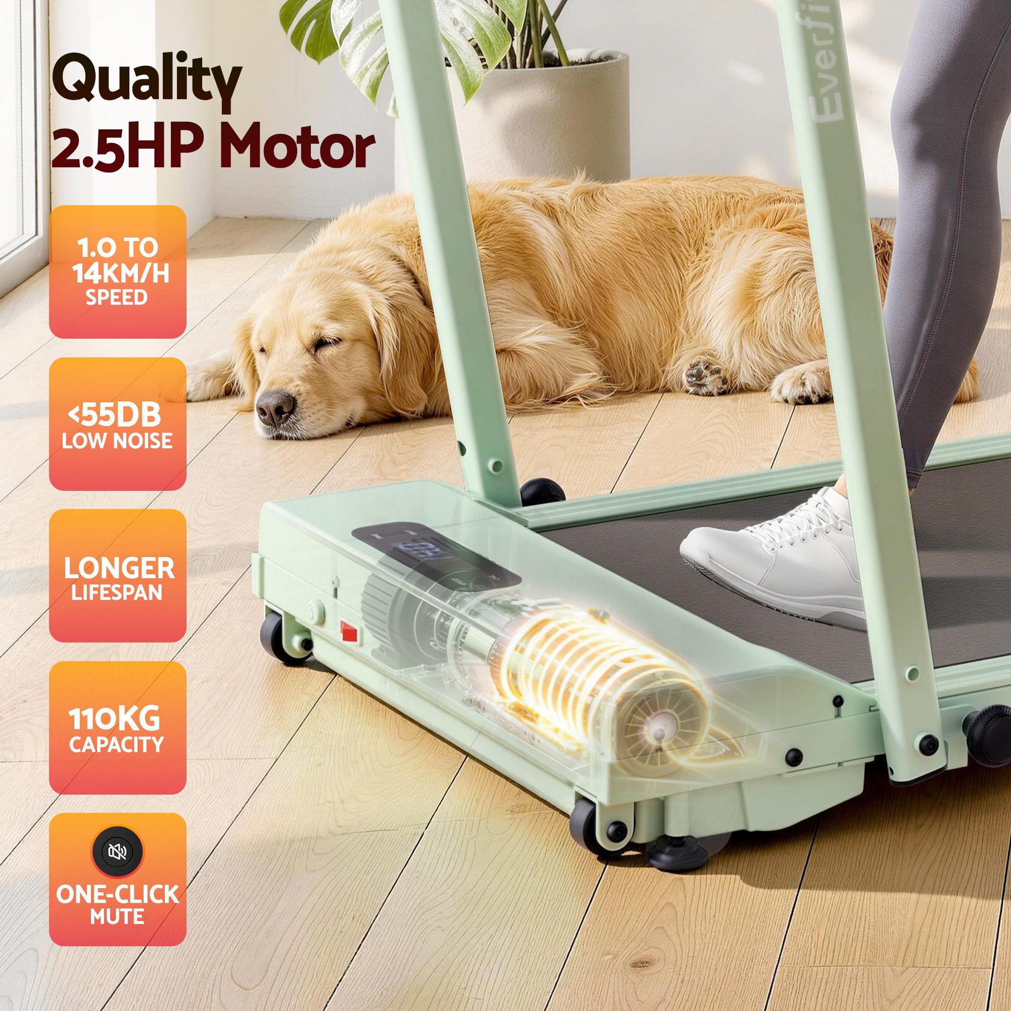 Everfit 3 in 1 Foldable Walking Pad Treadmill 12% Incline APP Control