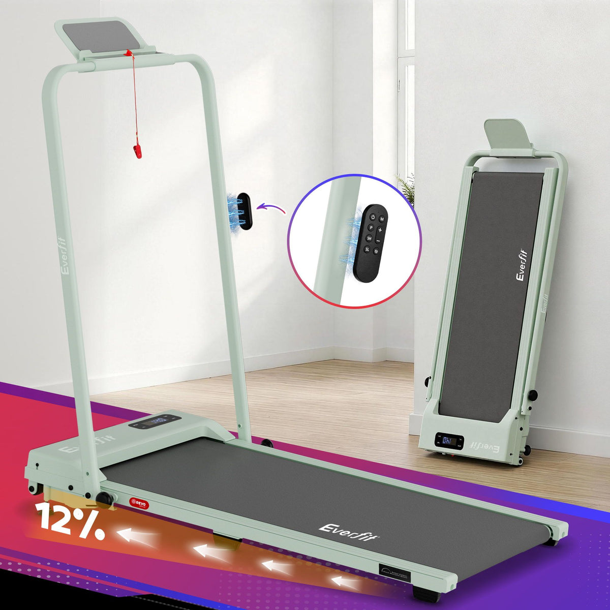 Everfit 3 in 1 Foldable Walking Pad Treadmill 12% Incline APP Control