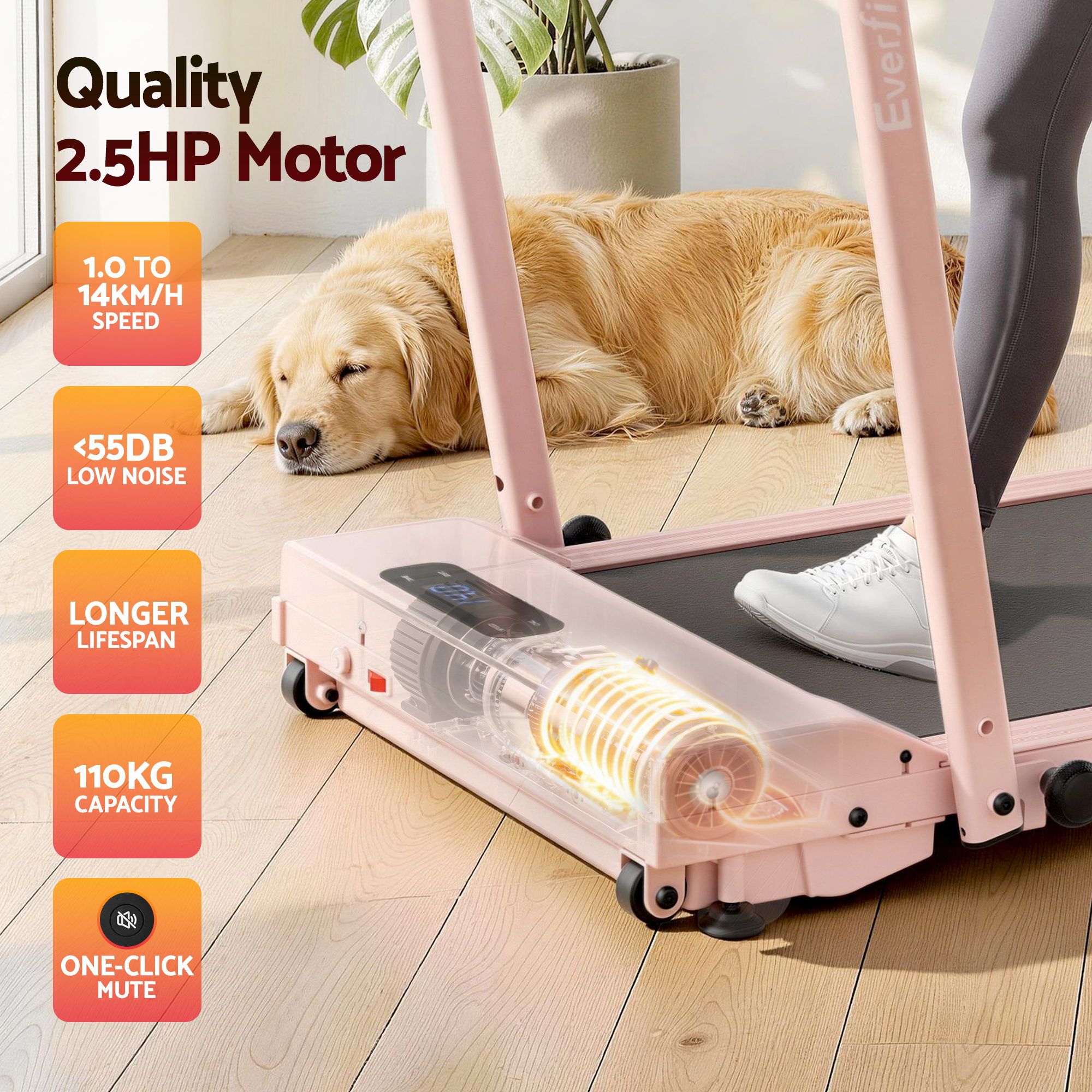 Everfit 3 in 1 Walking Pad Treadmill 12% Incline 38cm Belt APP Control