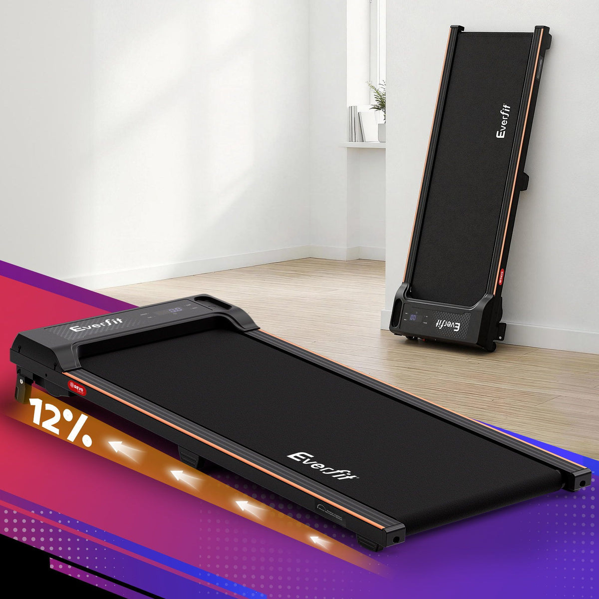 Everfit 3 in 1 Walking Pad Treadmill 12% Incline Under Desk Treadmills With Belt