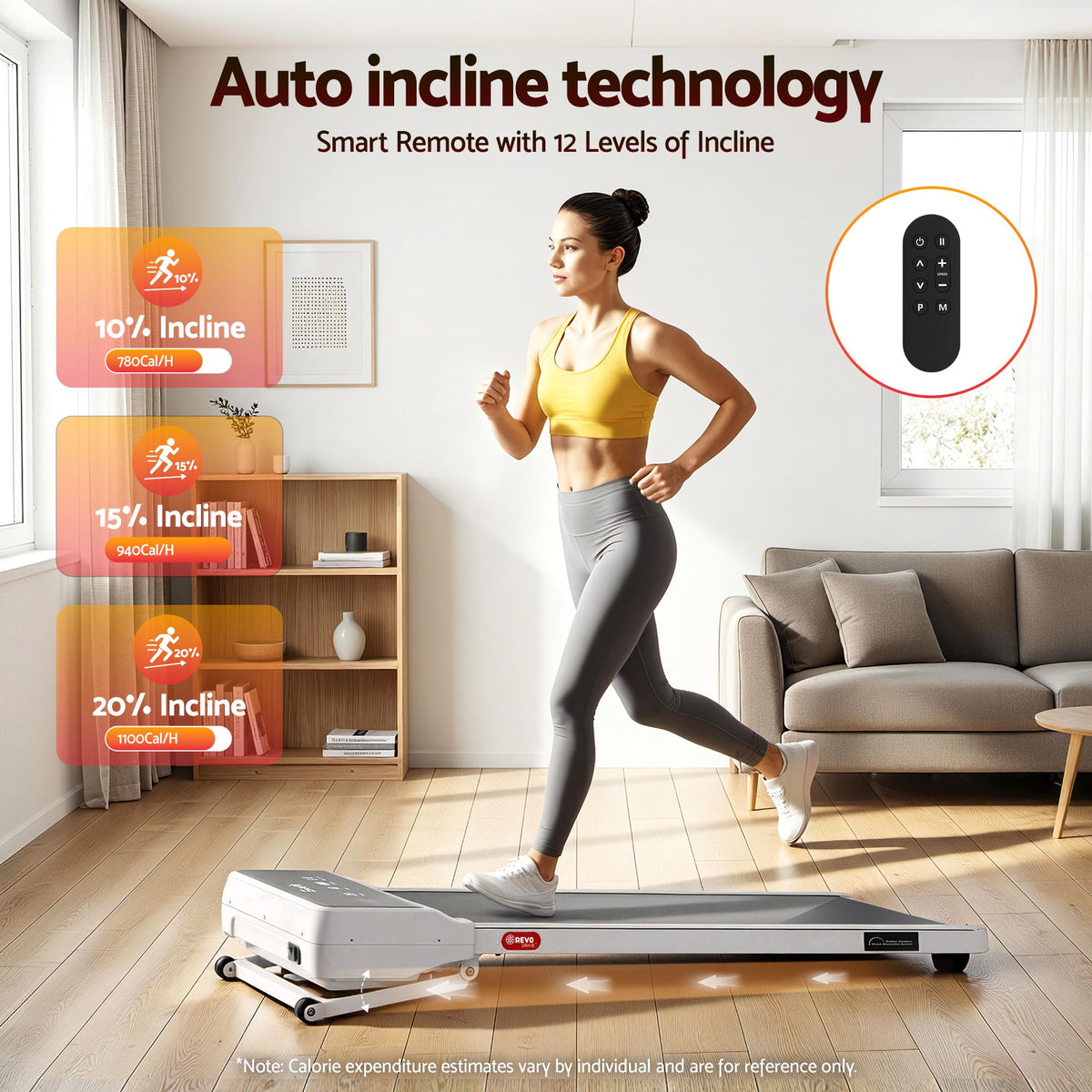 Everfit 3 in 1 Walking Pad 20% Auto Incline Under Desk Treadmills White