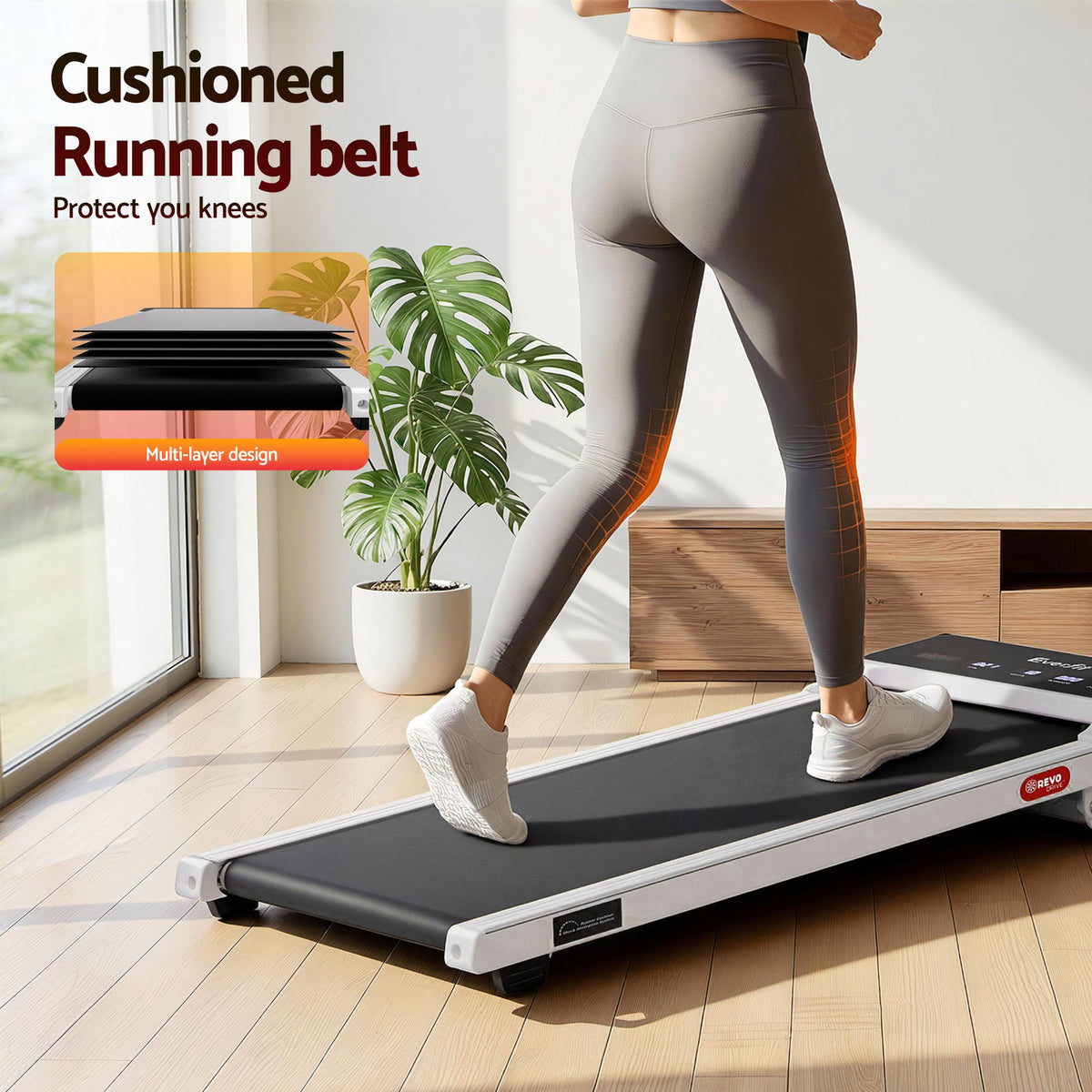 Everfit 3 in 1 Walking Pad 20% Auto Incline Under Desk Treadmills White