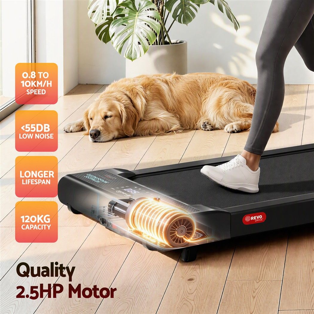 Everfit 5 in 1 Vibration Walking Pad Under Desk Treadmill 10% Incline 400mm Belt Home Gym Black