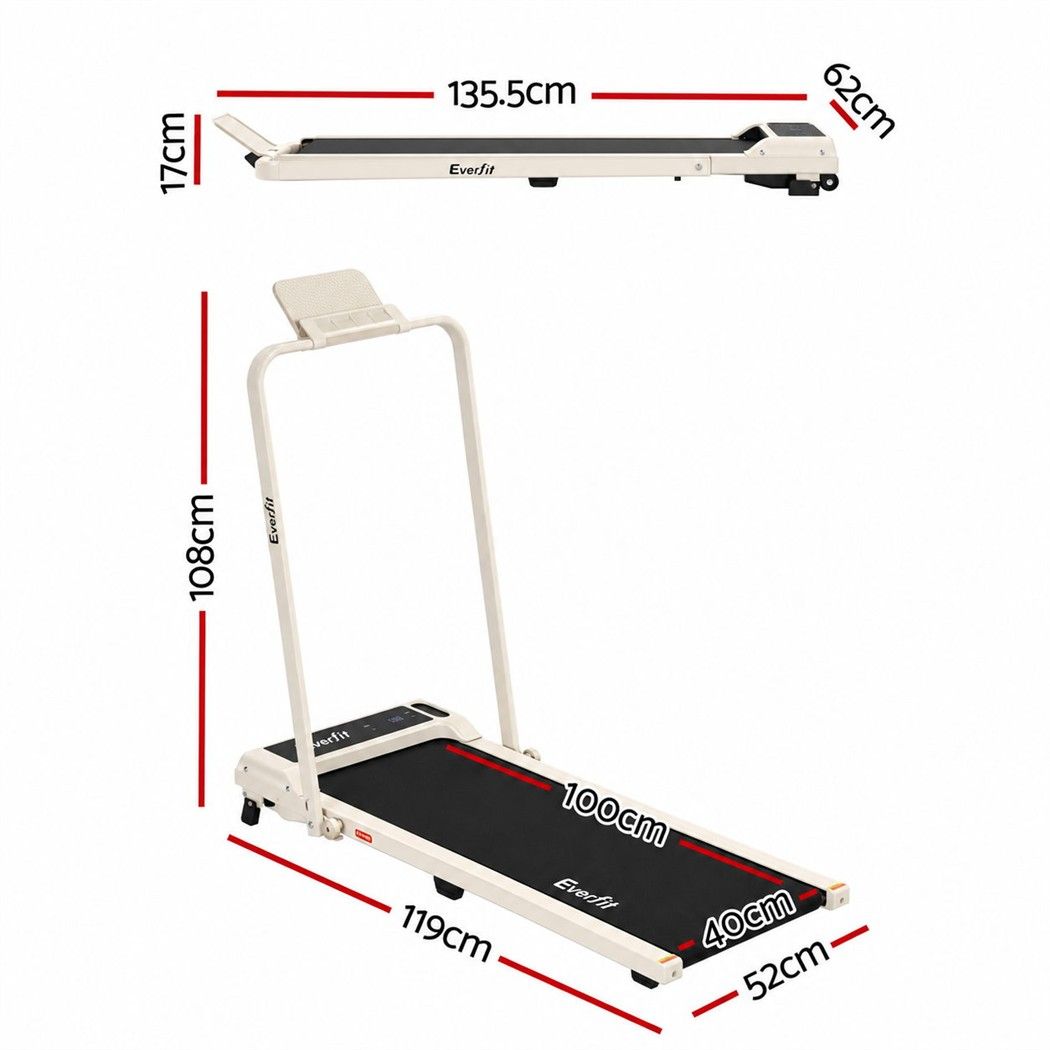 Everfit 3 in 1 Walking Pad Treadmill 12% Incline Foldable Under Desk 40cm Beige