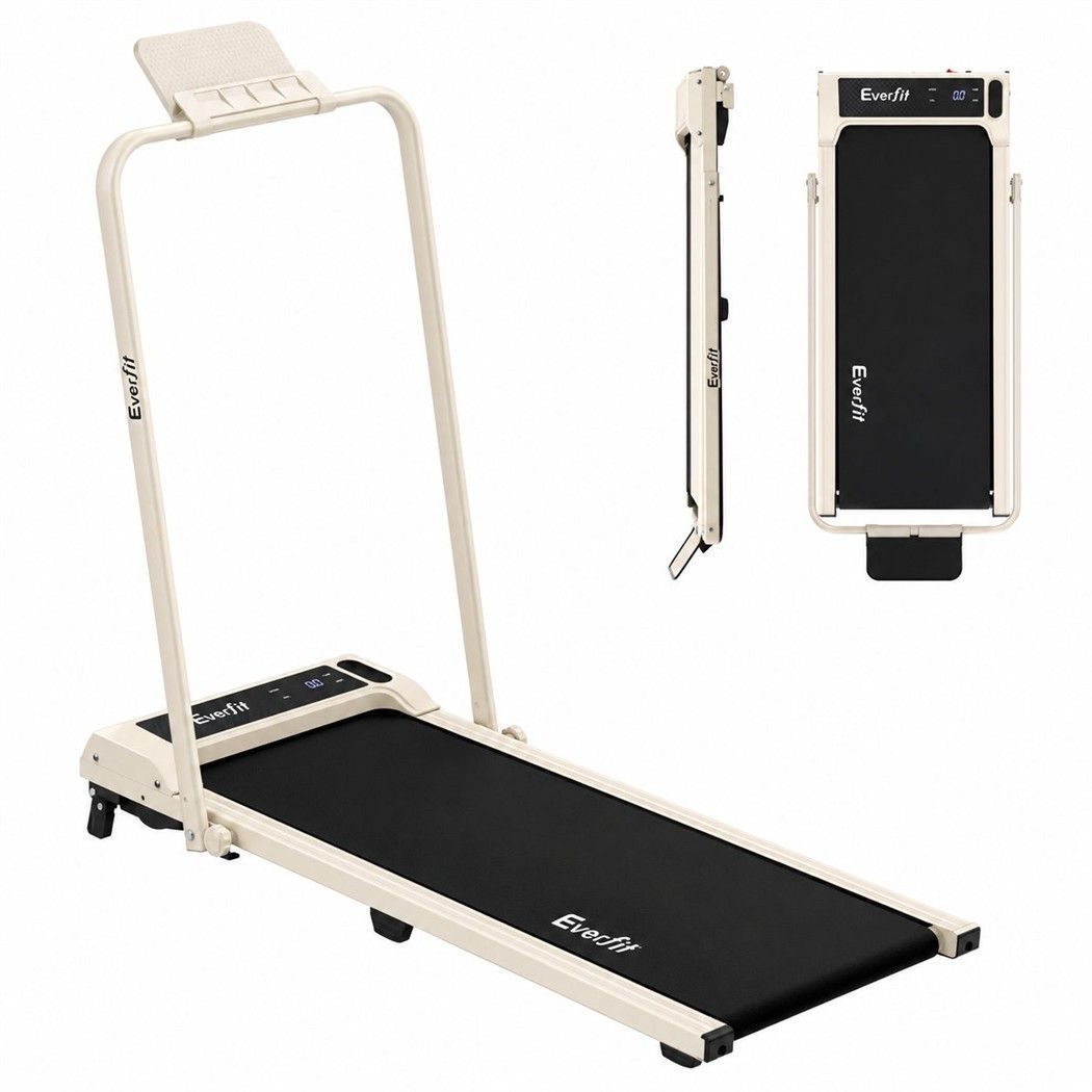 Everfit 3 in 1 Walking Pad Treadmill 12% Incline Foldable Under Desk 40cm Beige
