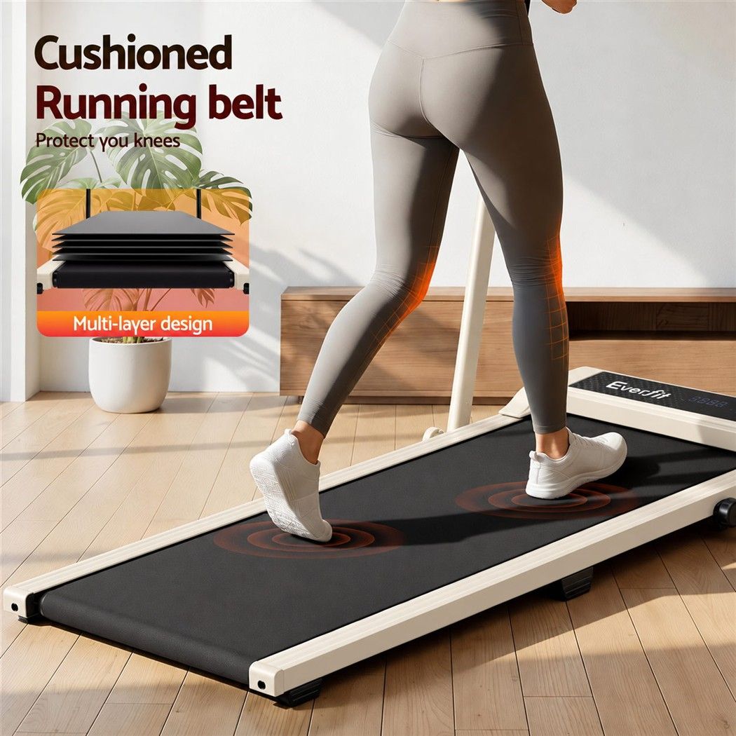 Everfit 3 in 1 Walking Pad Treadmill 12% Incline Foldable Under Desk 40cm Beige