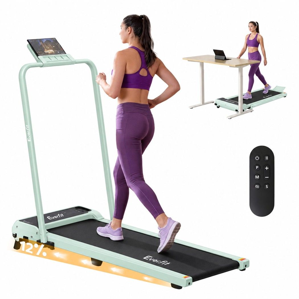 Everfit 3 in 1 Walking Pad Treadmill 12% Incline Foldable Under Desk 40cm Green