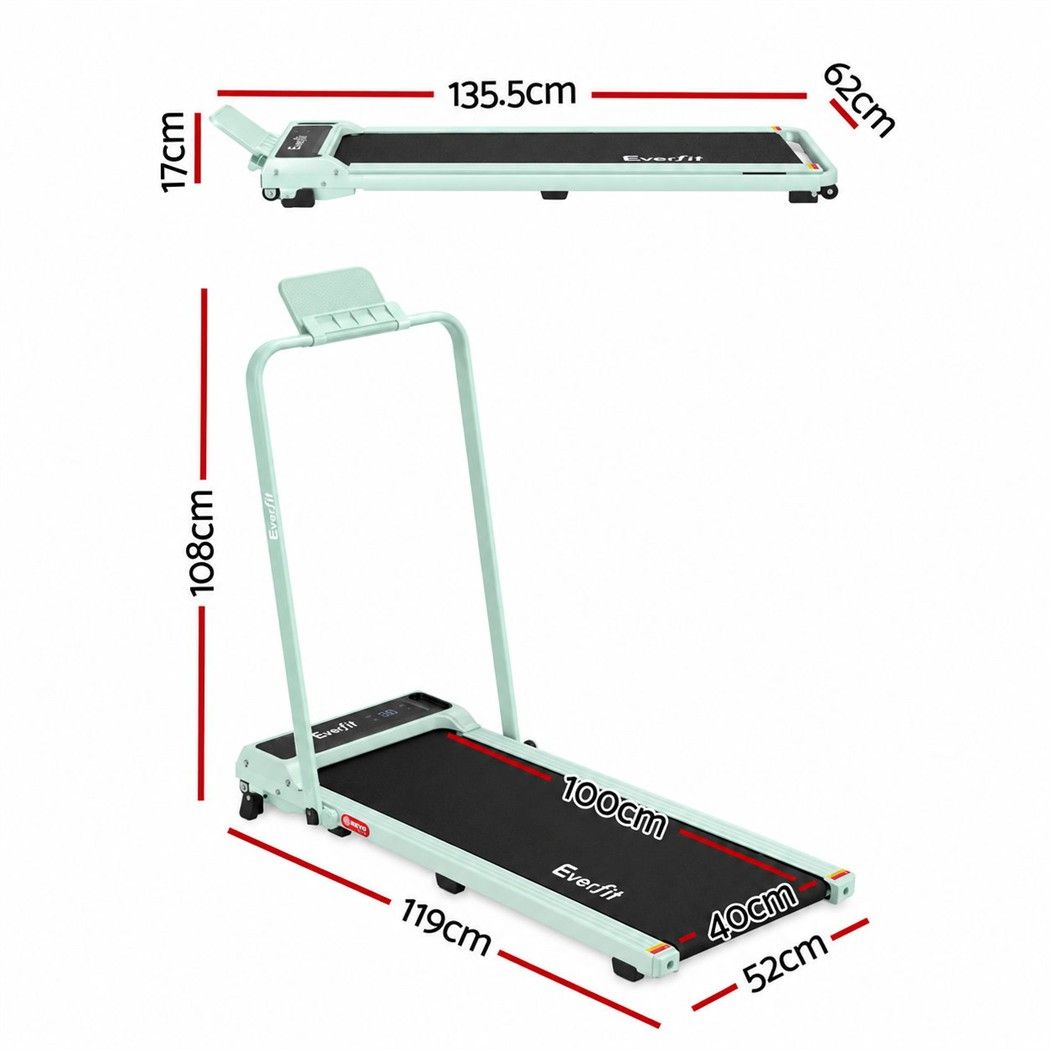 Everfit 3 in 1 Walking Pad Treadmill 12% Incline Foldable Under Desk 40cm Green