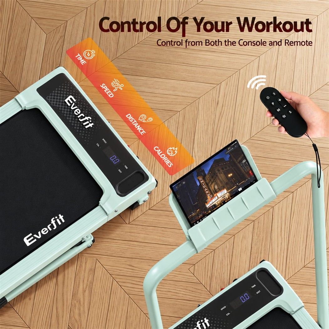 Everfit 3 in 1 Walking Pad Treadmill 12% Incline Foldable Under Desk 40cm Green