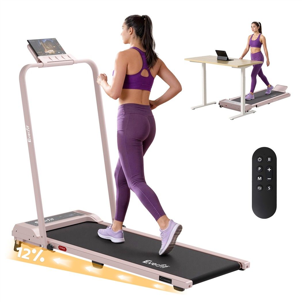 Everfit 3 in 1 Walking Pad Treadmill 12% Incline Under Desk 40cm Belt Pink