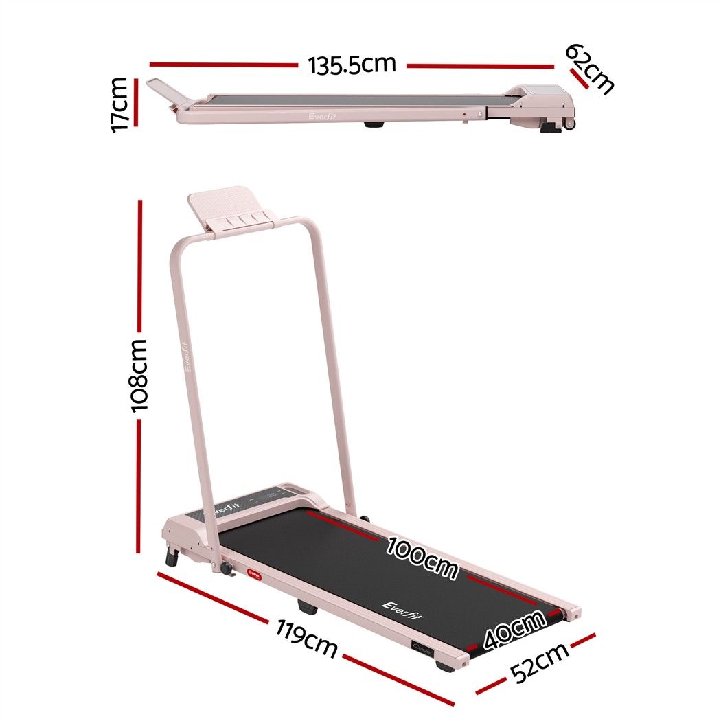 Everfit 3 in 1 Walking Pad Treadmill 12% Incline Under Desk 40cm Belt Pink