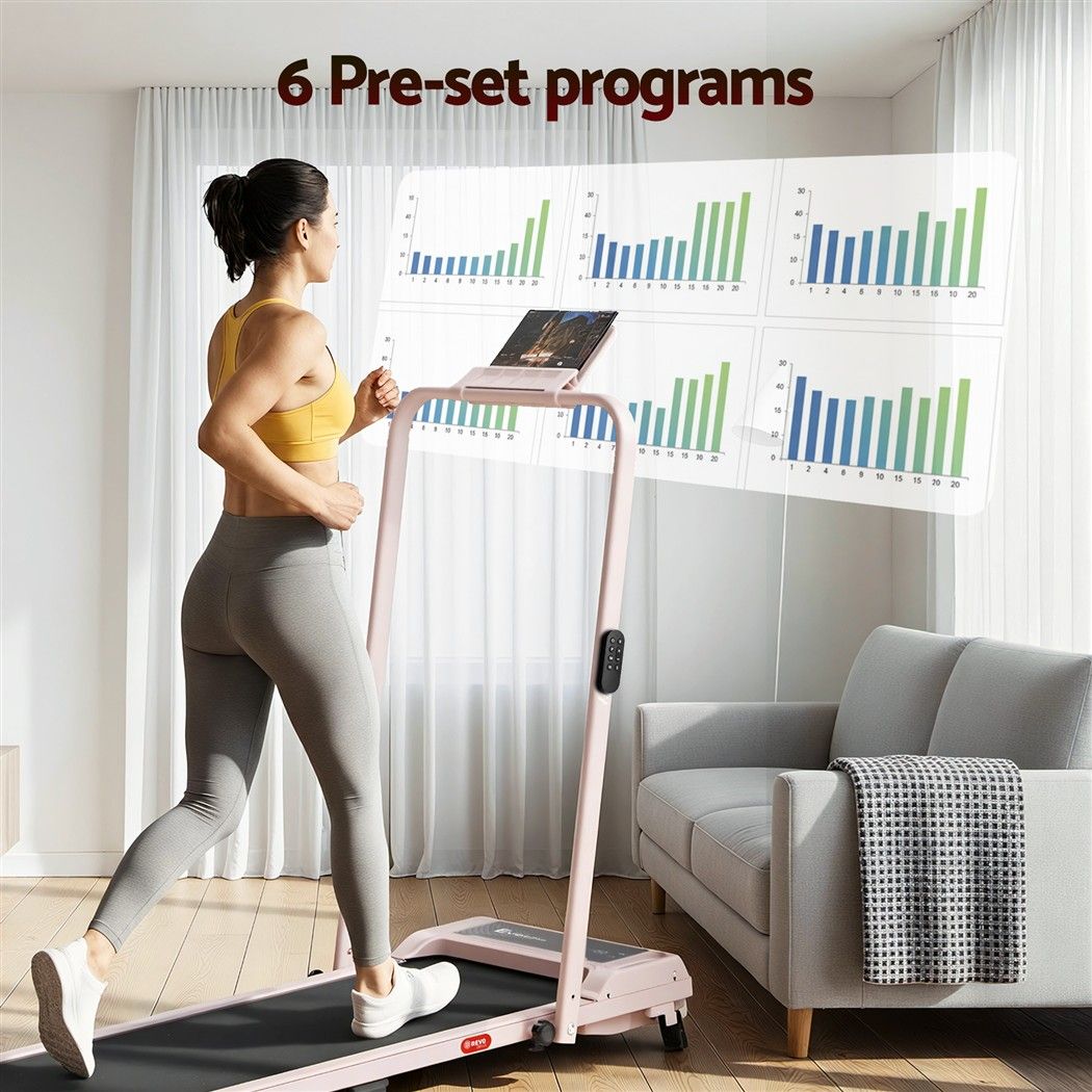 Everfit 3 in 1 Walking Pad Treadmill 12% Incline Under Desk 40cm Belt Pink