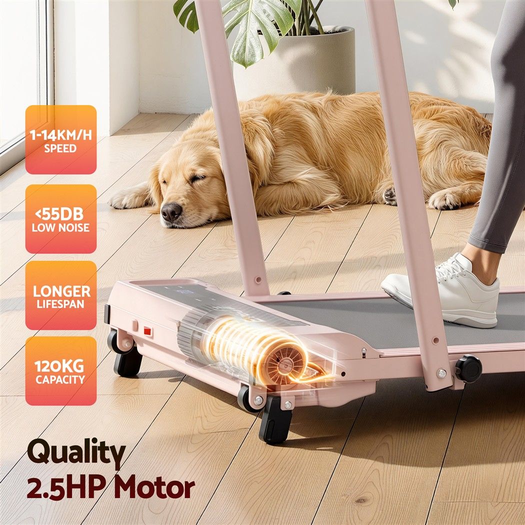Everfit 3 in 1 Walking Pad Treadmill 12% Incline Under Desk 40cm Belt Pink