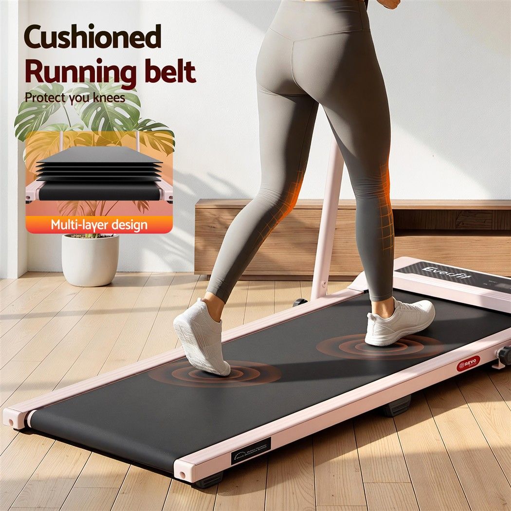 Everfit 3 in 1 Walking Pad Treadmill 12% Incline Under Desk 40cm Belt Pink