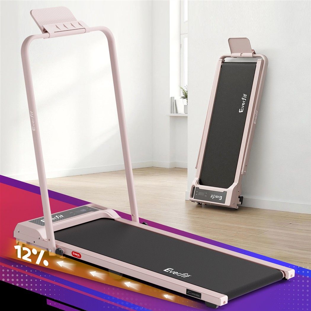 Everfit 3 in 1 Walking Pad Treadmill 12% Incline Under Desk 40cm Belt Pink