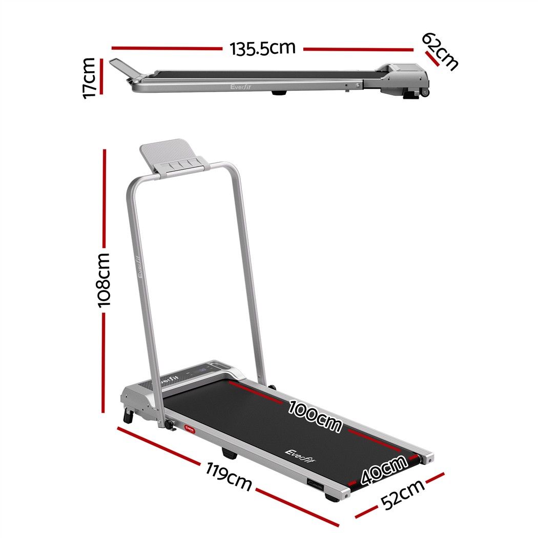 Everfit 3 in 1 Walking Pad Treadmill 12% Incline Under Desk 40cm Belt Silver