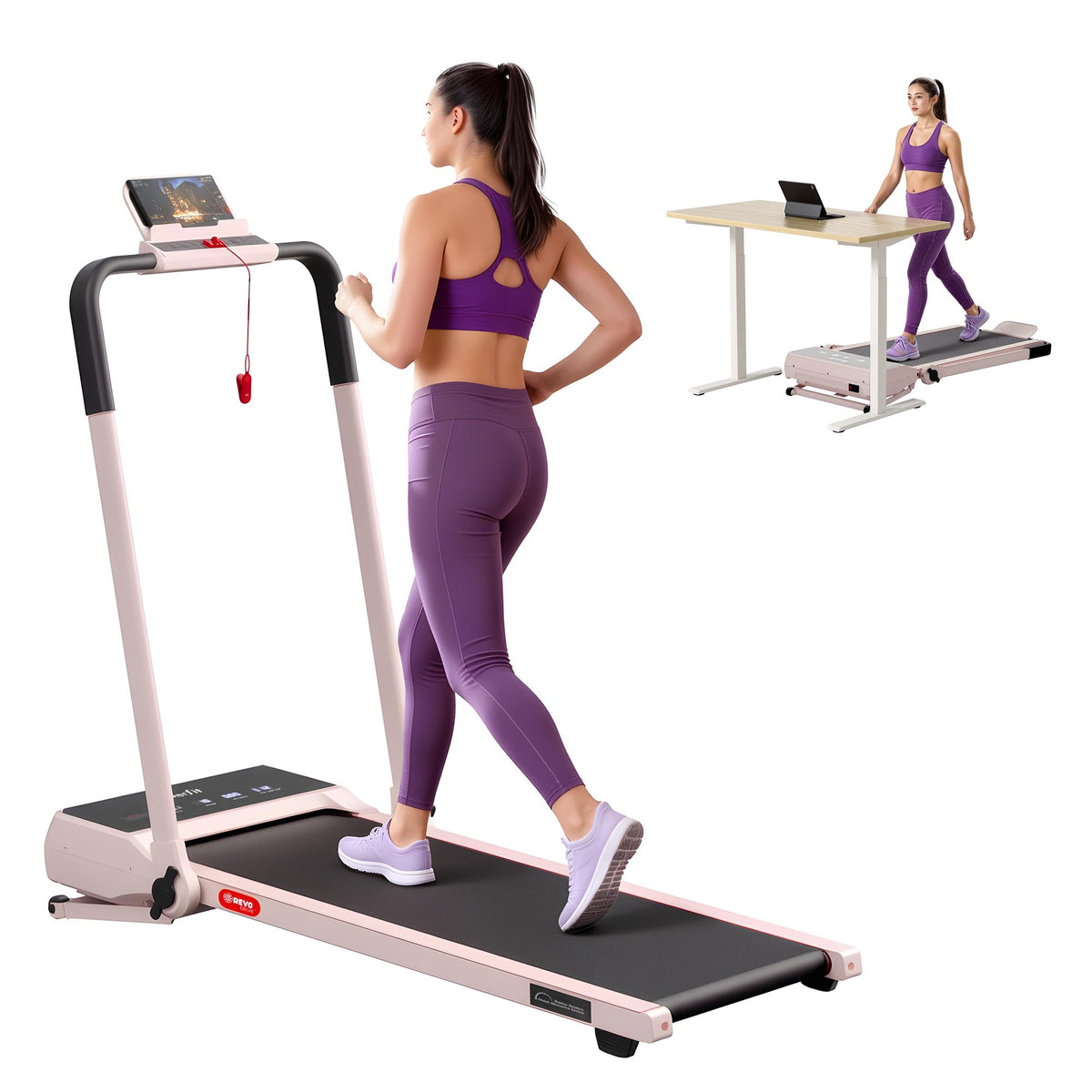 Everfit 3 in 1 Walking Pad 20% Auto Incline Under Desk Foldable Treadmills Pink
