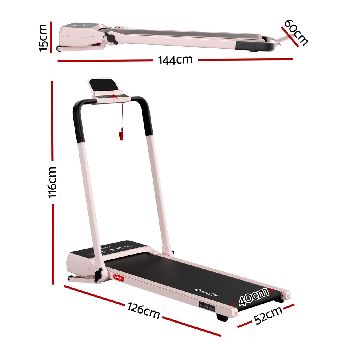 Everfit 3 in 1 Walking Pad 20% Auto Incline Under Desk Foldable Treadmills Pink