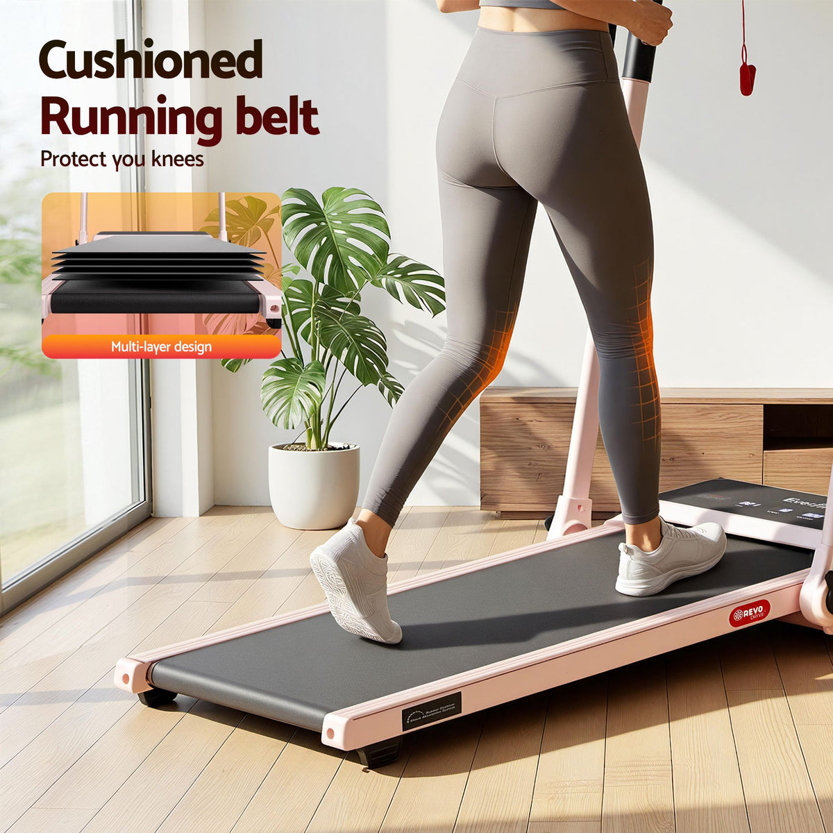 Everfit 3 in 1 Walking Pad 20% Auto Incline Under Desk Foldable Treadmills Pink