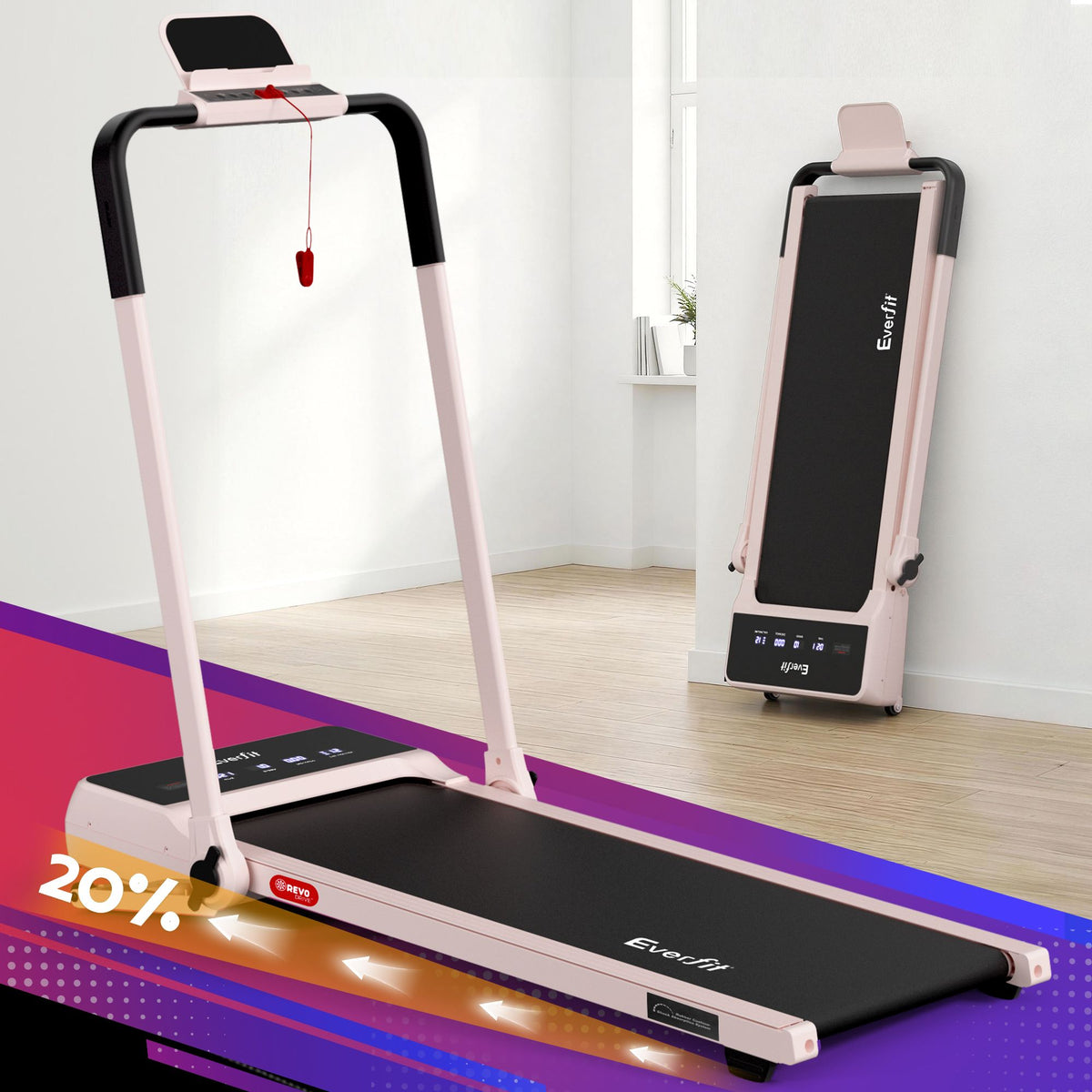 Everfit 3 in 1 Walking Pad 20% Auto Incline Under Desk Foldable Treadmills Pink