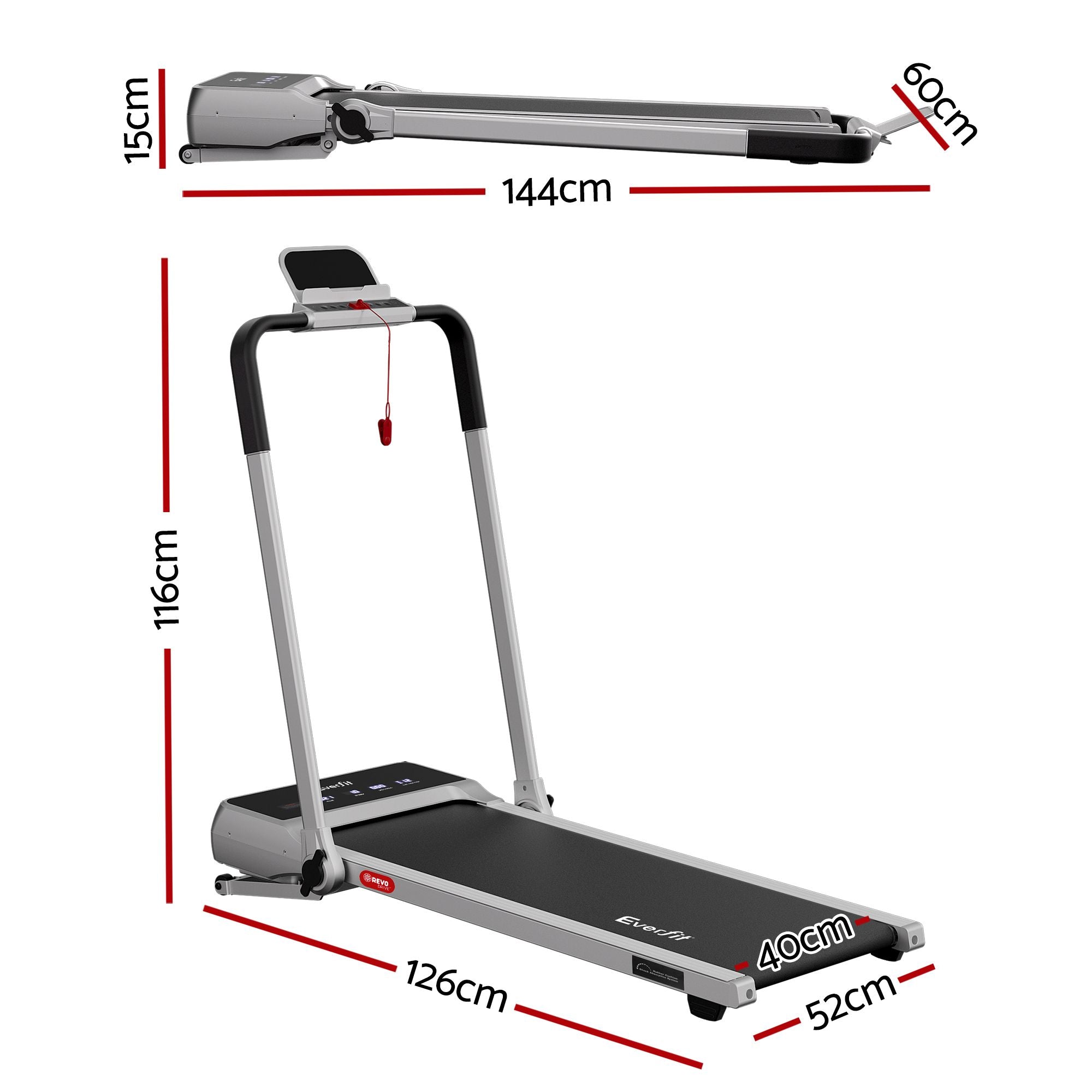 Everfit 3in1 Walking Pad 20% Auto Incline Under Desk Foldable Treadmills Silver