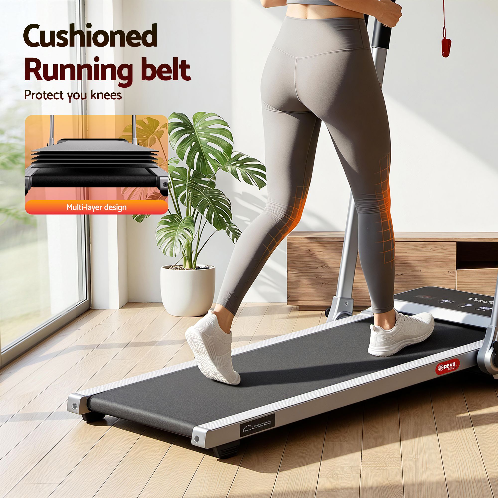 Everfit 3in1 Walking Pad 20% Auto Incline Under Desk Foldable Treadmills Silver