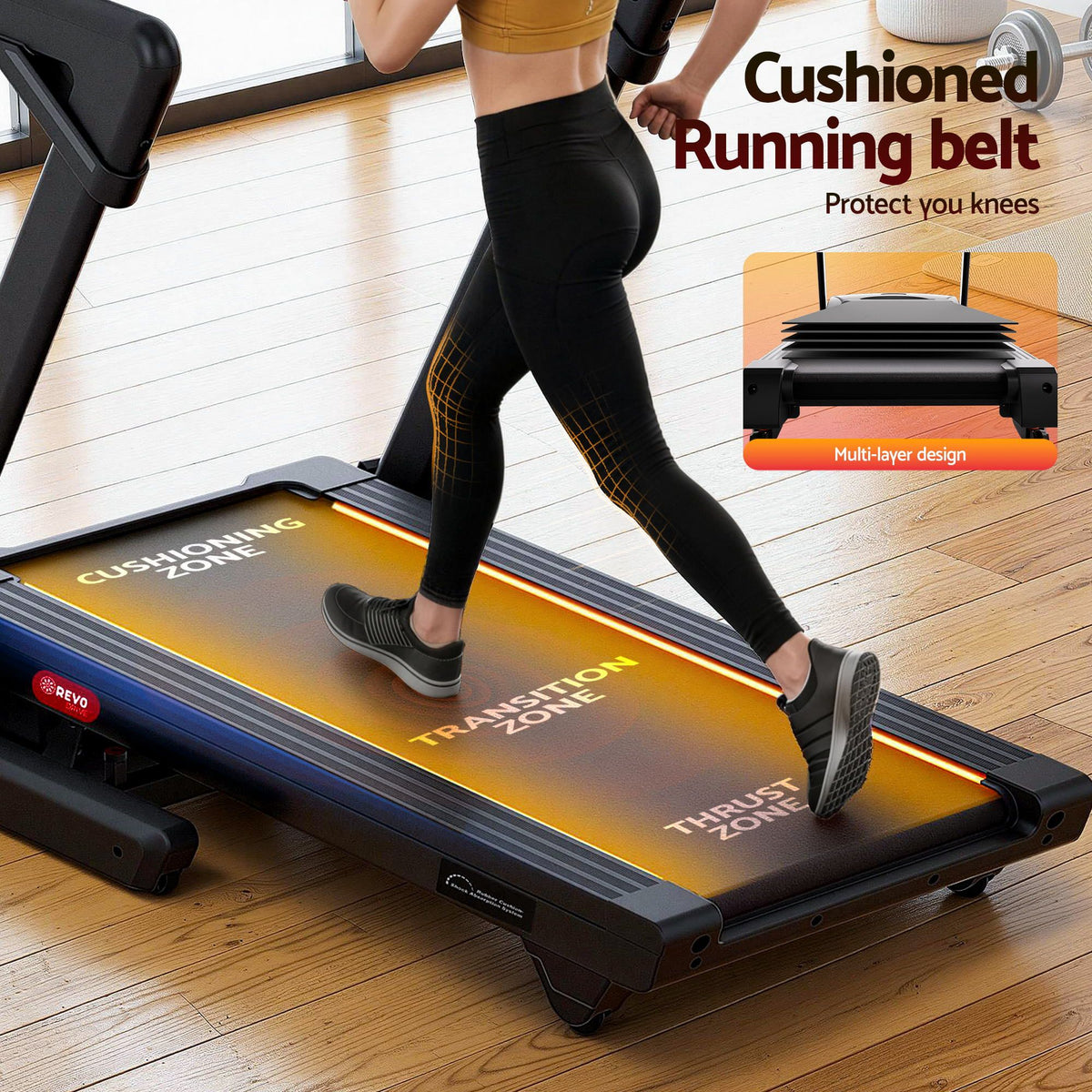 Everfit 500mm Wide Belt Treadmill 30% Auto Incline Foldable with LED Lights