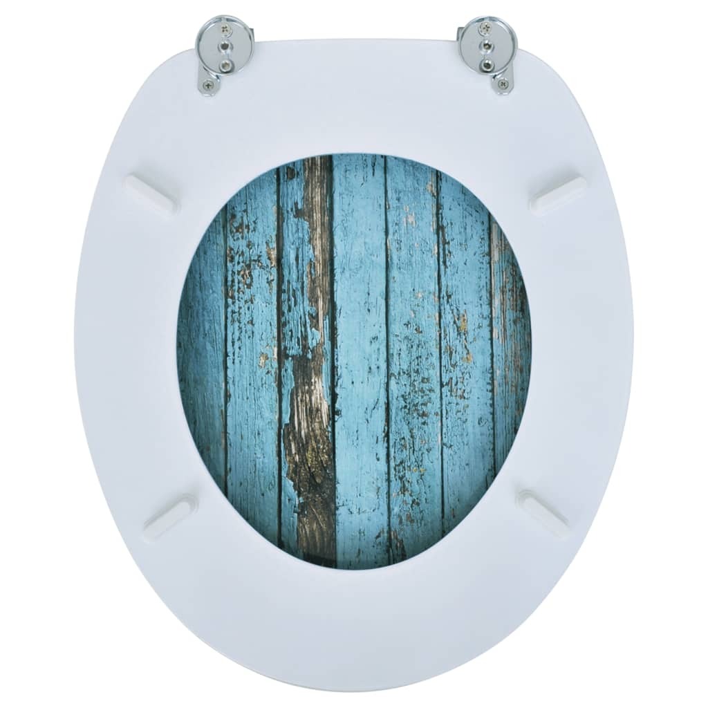 Toilet Seat with Hard Close Lid MDF Adjustable Hinges Bathroom Old Wood