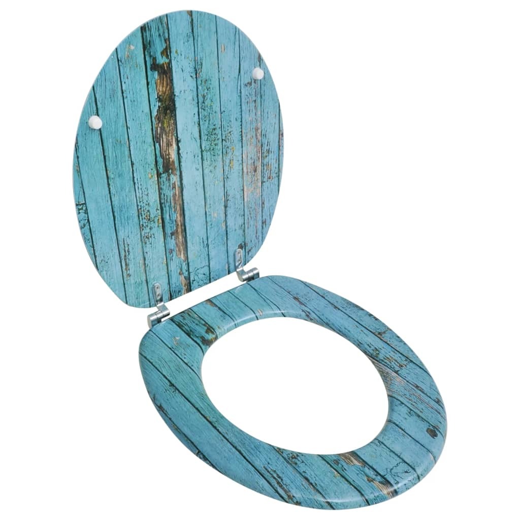 Toilet Seat with Hard Close Lid MDF Adjustable Hinges Bathroom Old Wood