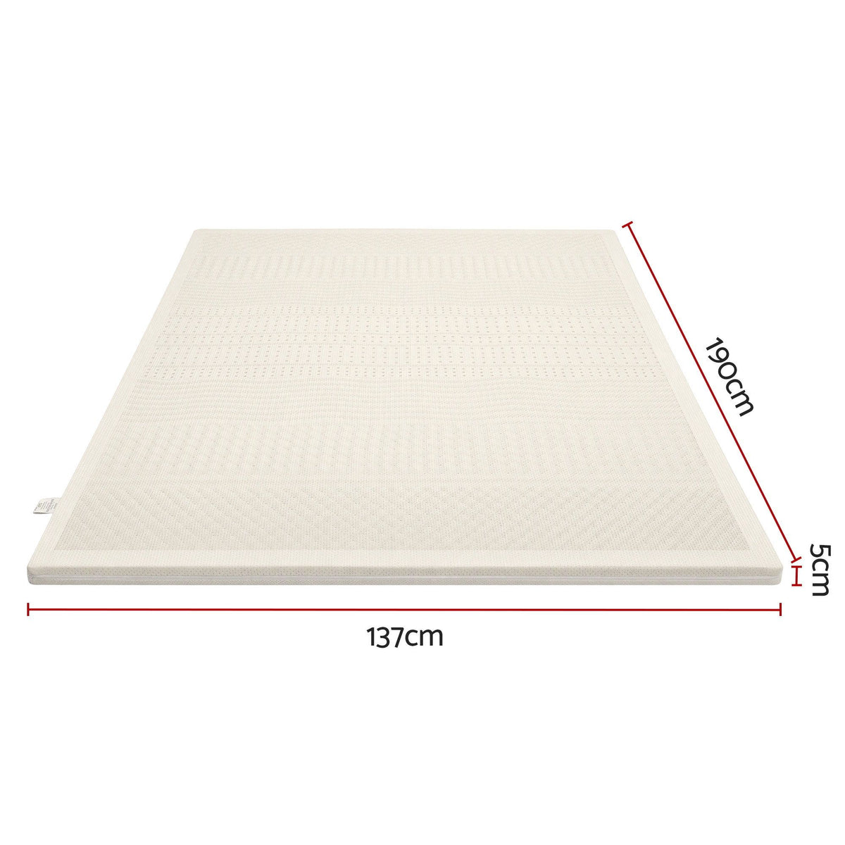 Giselle Bedding Double Latex Mattress Topper 7-Zone Natural Latex Core 5cm