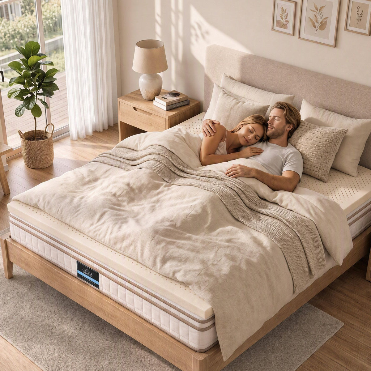 Giselle Bedding Double Latex Mattress Topper 7-Zone Natural Latex Core 5cm