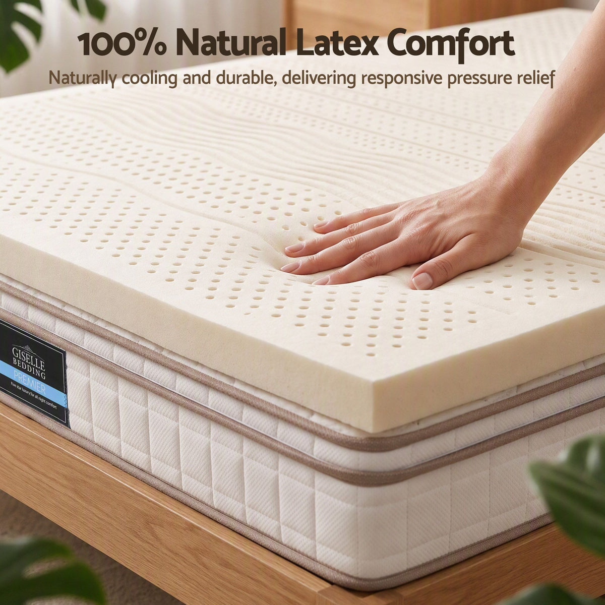 Giselle Bedding Queen Latex Mattress Topper 7-Zone Natural Latex Core 5cm