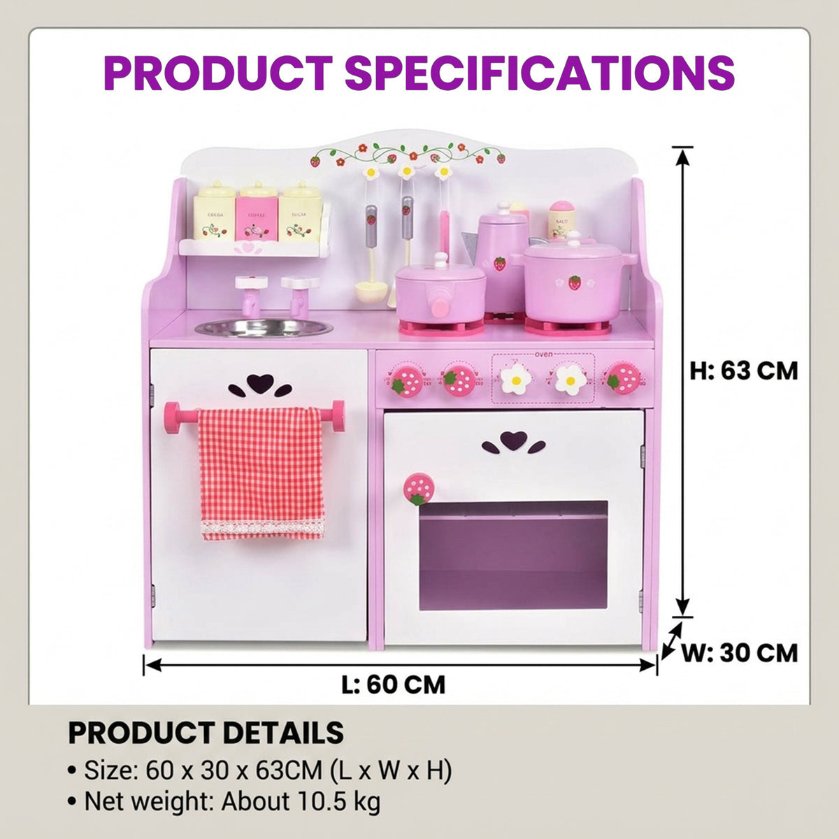 Cooking Toys with Utensils and Appliances for Kids Pretend Play Kitchen Set