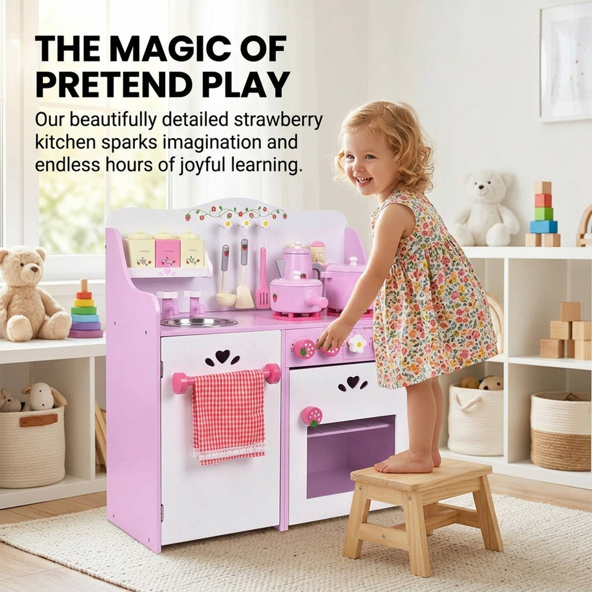 Cooking Toys with Utensils and Appliances for Kids Pretend Play Kitchen Set