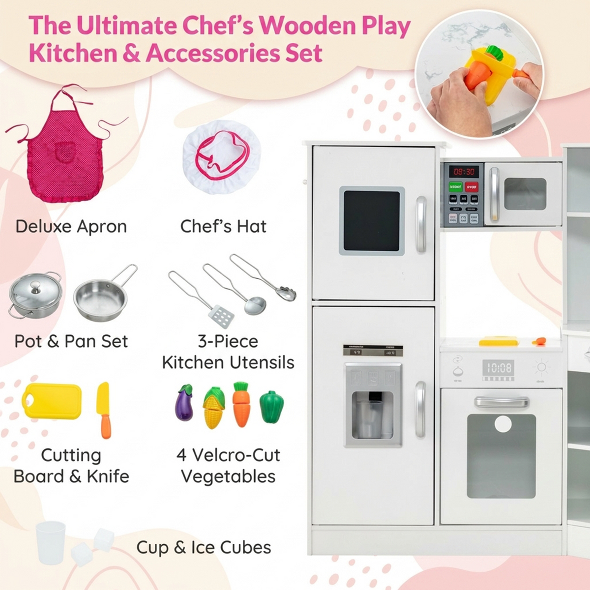 Kids Corner Kitchen Playset with Separated Washing Basin Pretend Play Toy