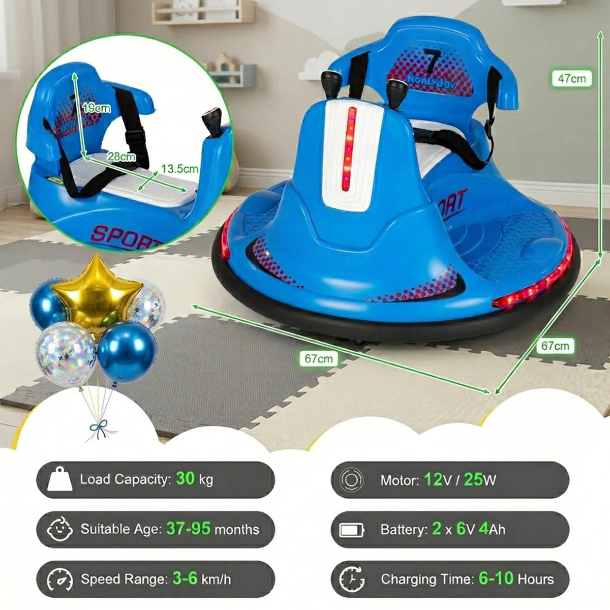 Electric Bumper Car with Built in Music for Kids Toddler Ride On Toy