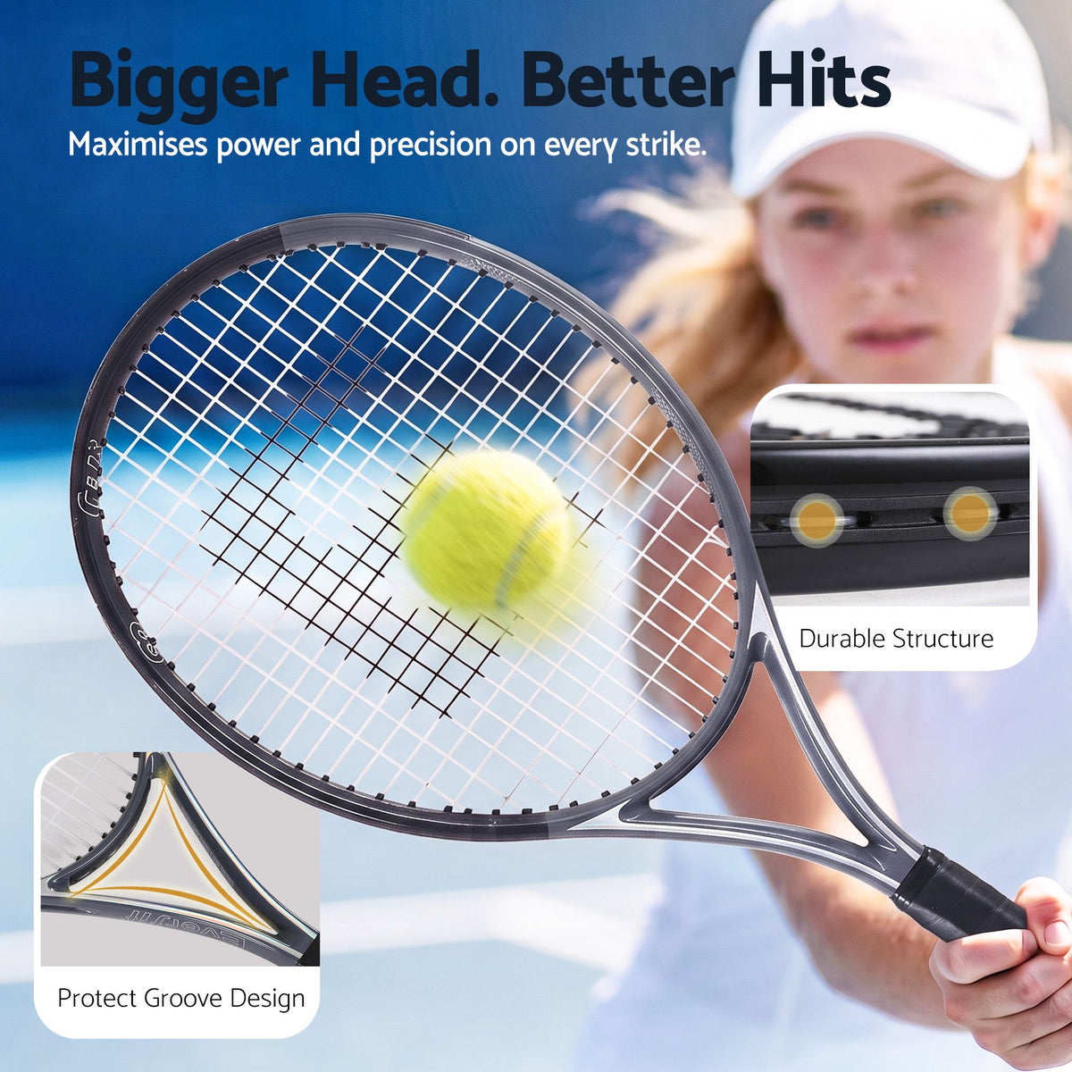 Everfit 27 Inch Tennis Racket Lightweight Racquet for Beginner Adult Black