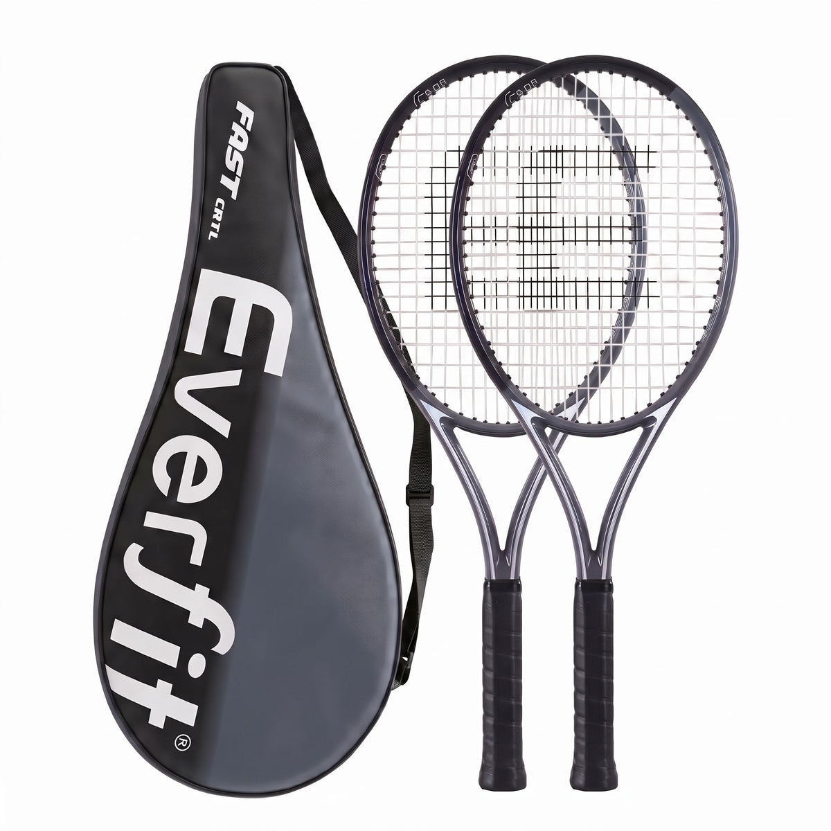Everfit Tennis Racket Set Lightweight Cushioned Grip 27 Inch 2 Pack Black